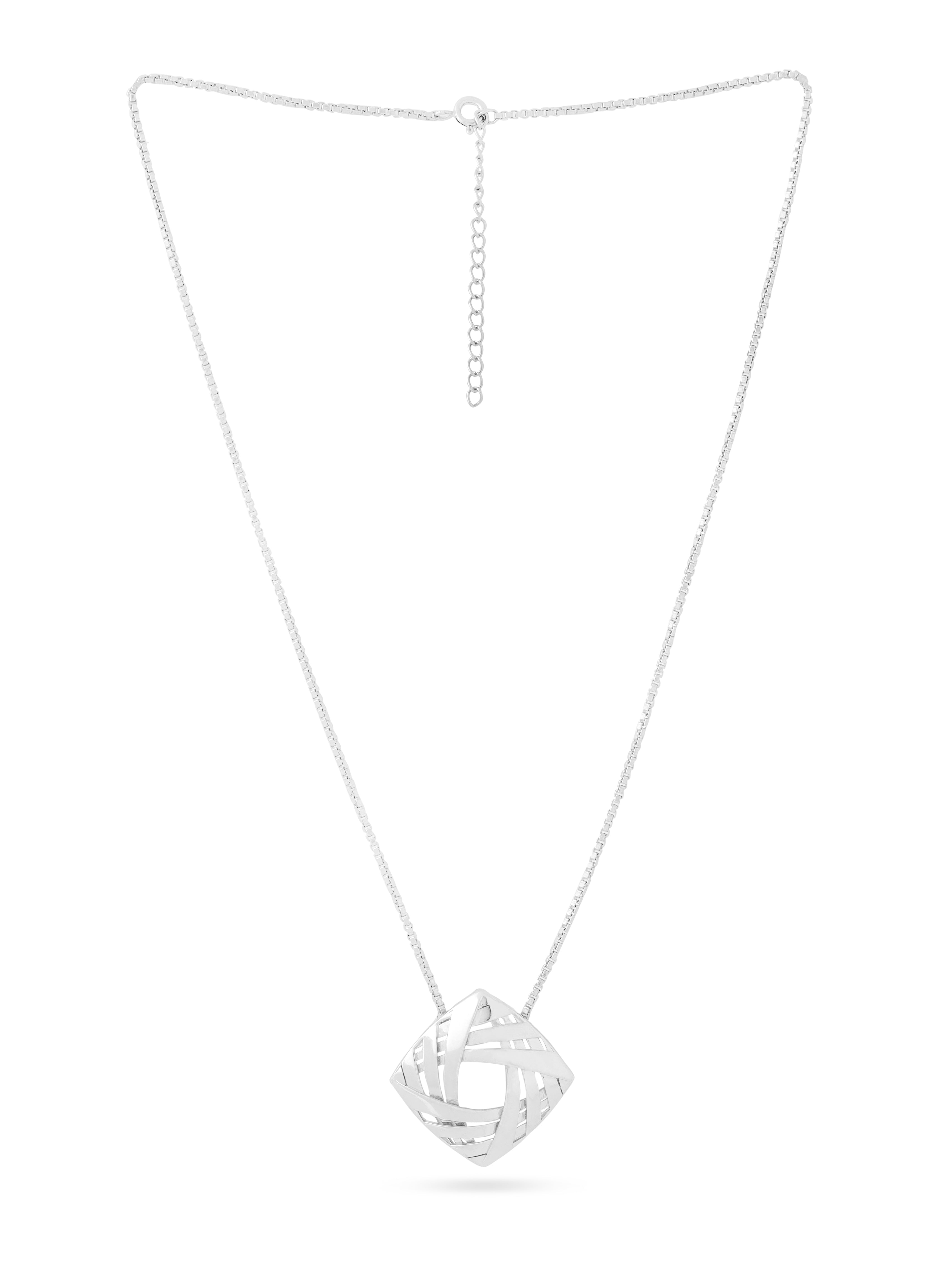 Lumina Rhodium Plated Weaving Design 925 Sterling Silver Pendant For Women