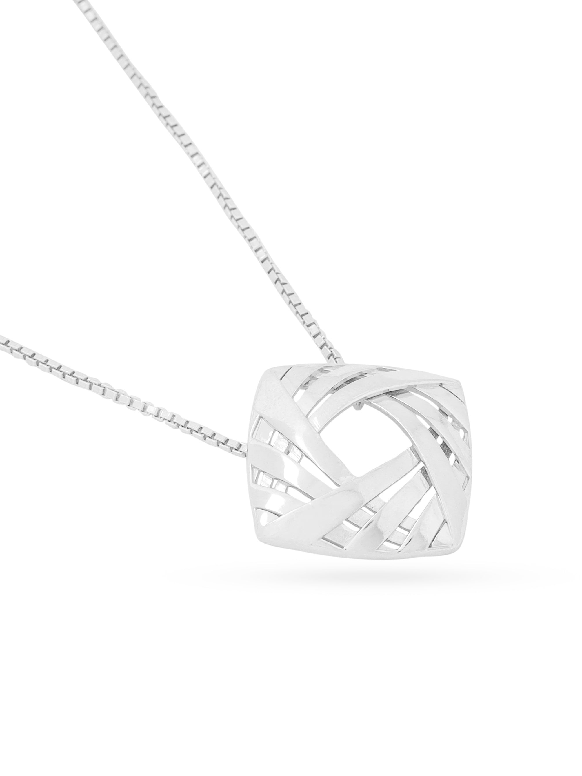 Lumina Rhodium Plated Weaving Design 925 Sterling Silver Pendant For Women