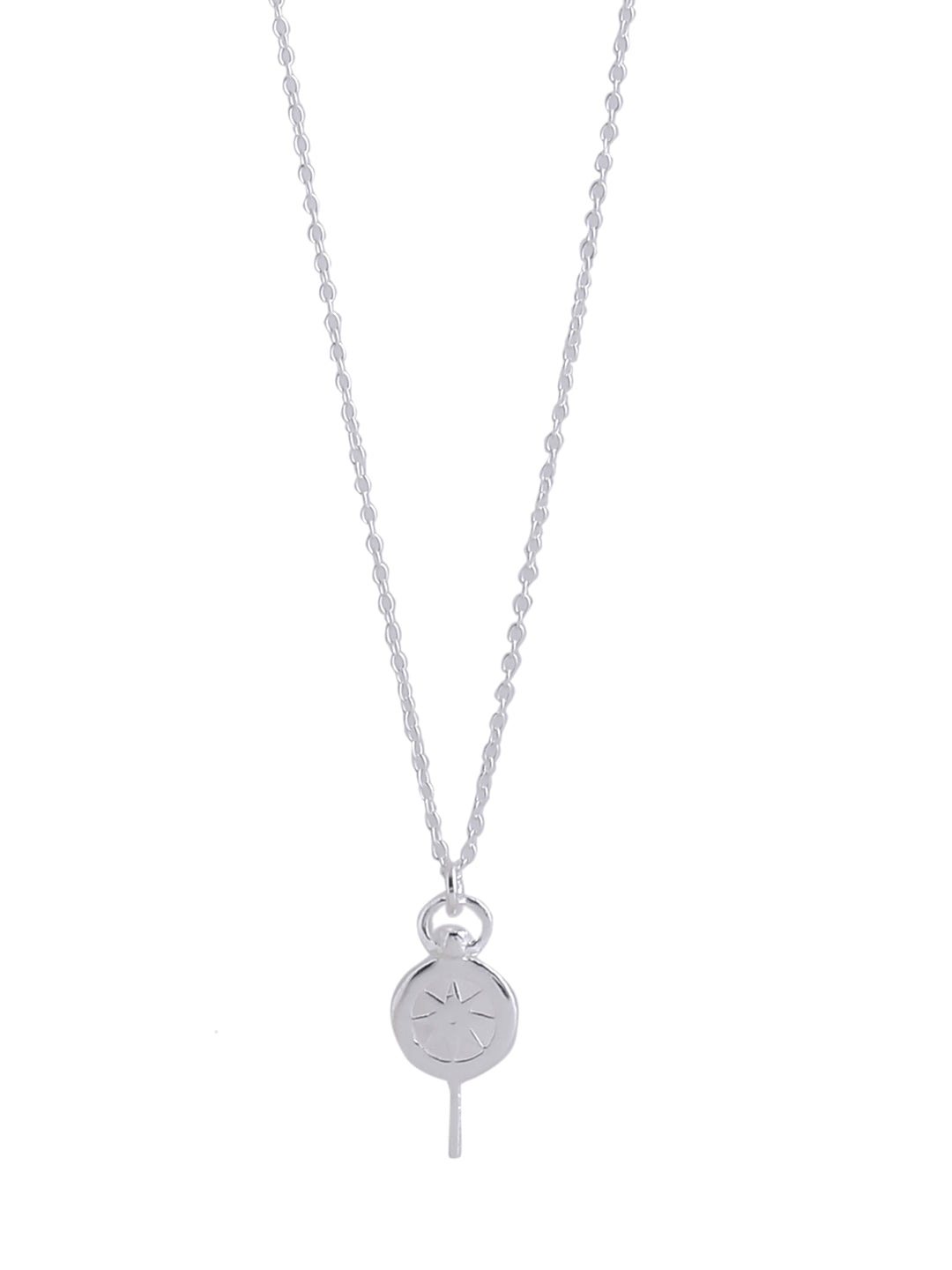 Real Rhodium Plating Compass Stars Good Luck Charm 925 Sterling Silver Pendant For Women