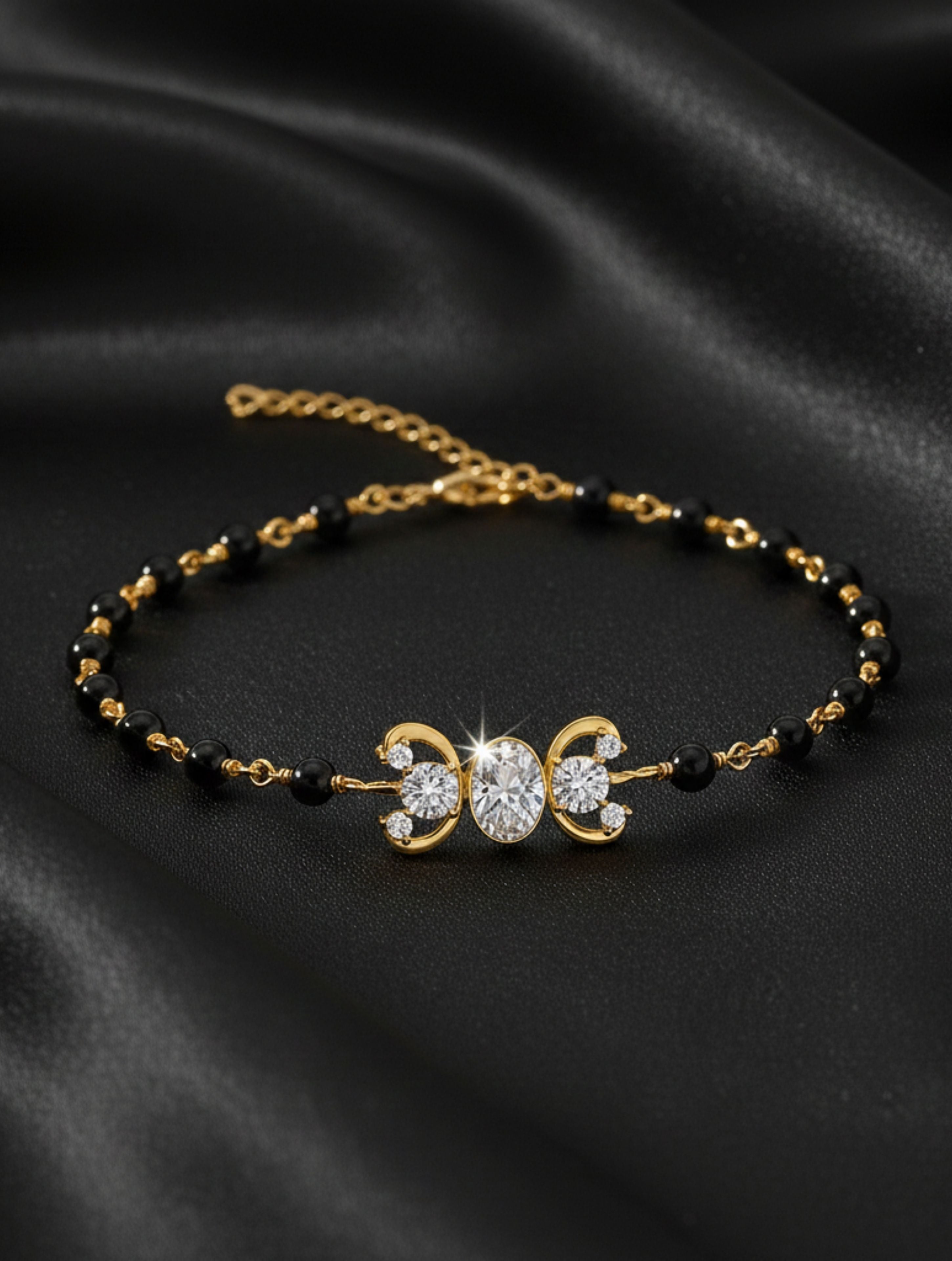 Beads Sacred Circle Mangalayam 925 Sterling Silver Bracelet For Women