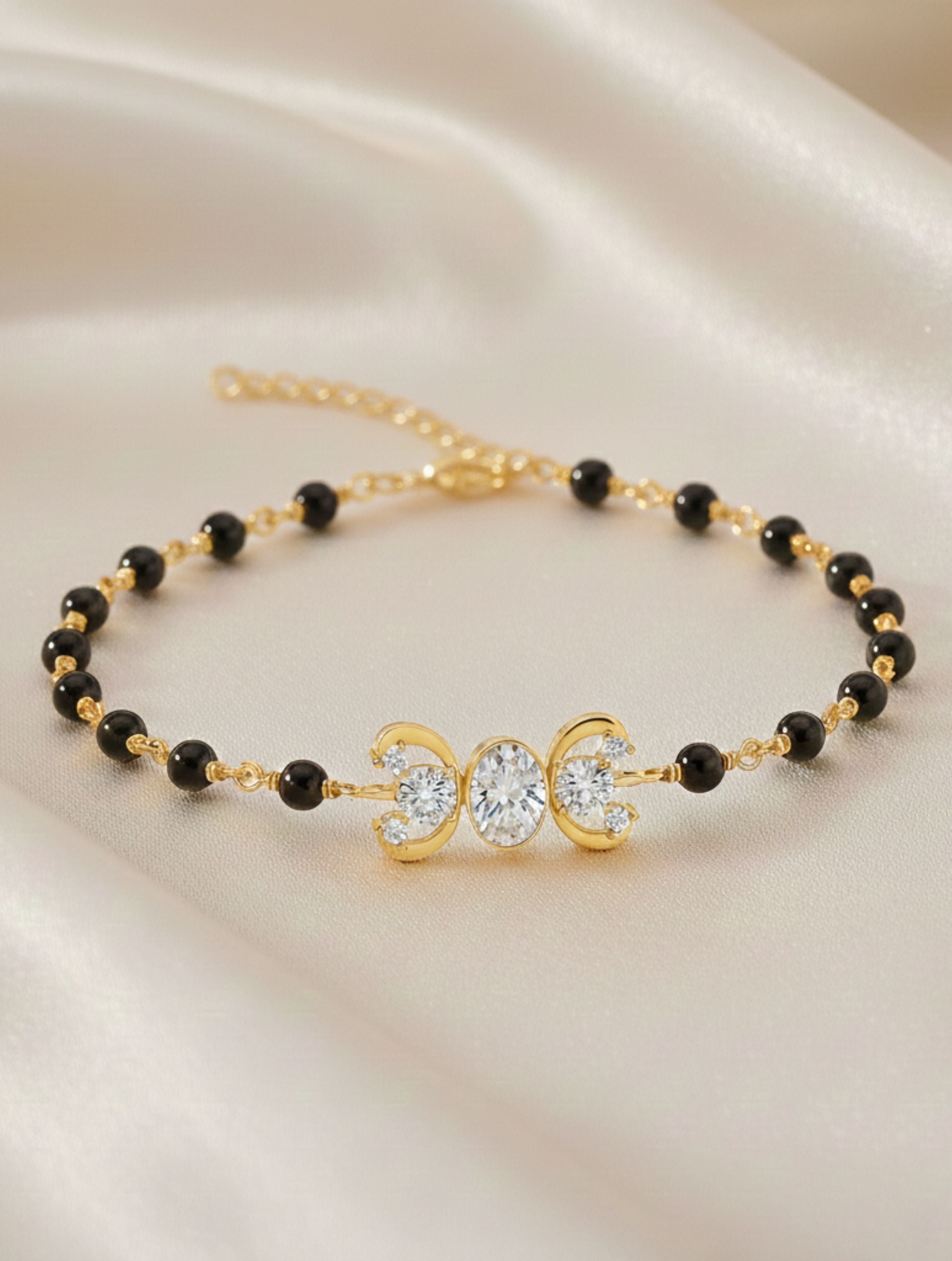 Beads Sacred Circle Mangalayam 925 Sterling Silver Bracelet For Women