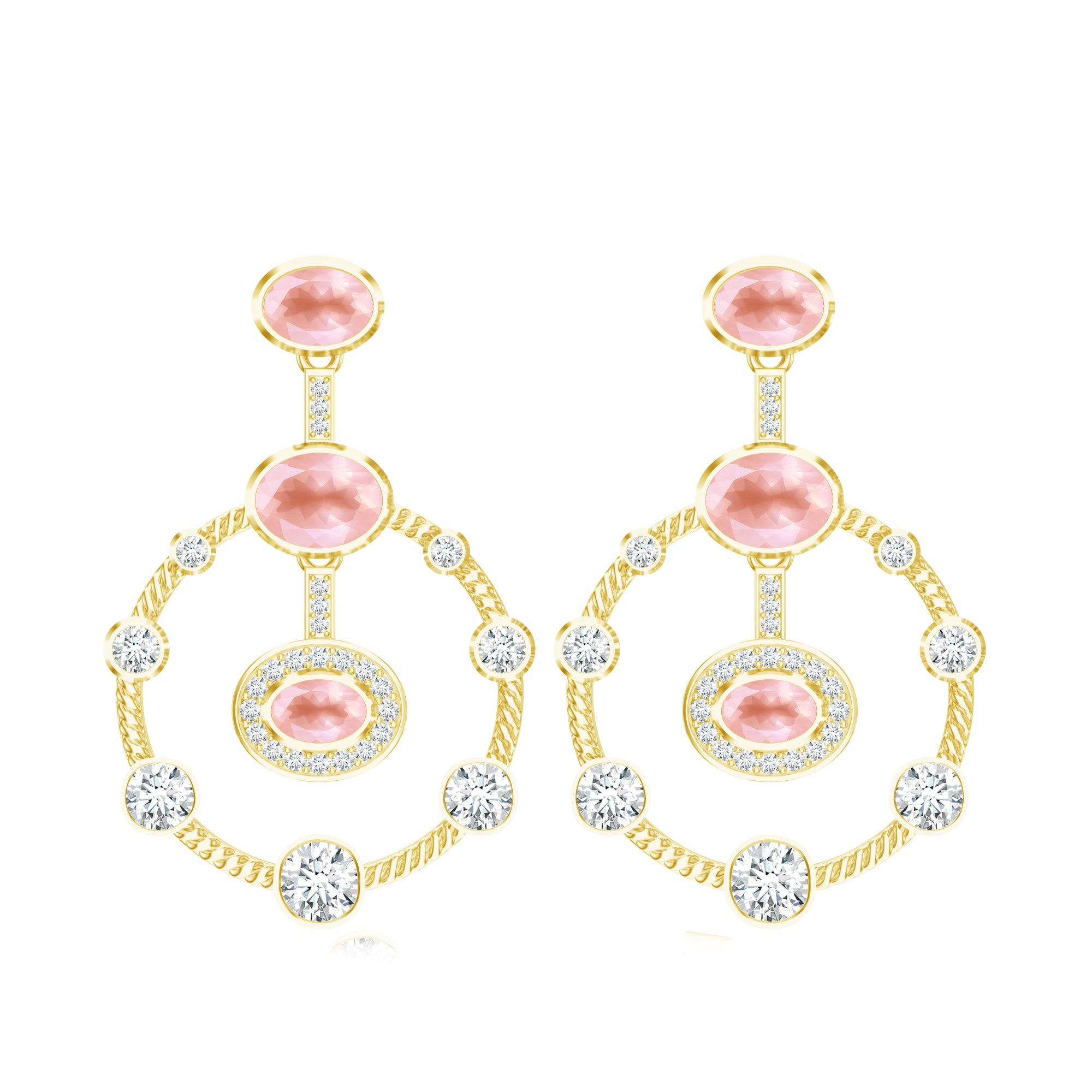 Pink Quartz Infinity Loop Mangalayam 925 Sterling Silver Earrings For Women
