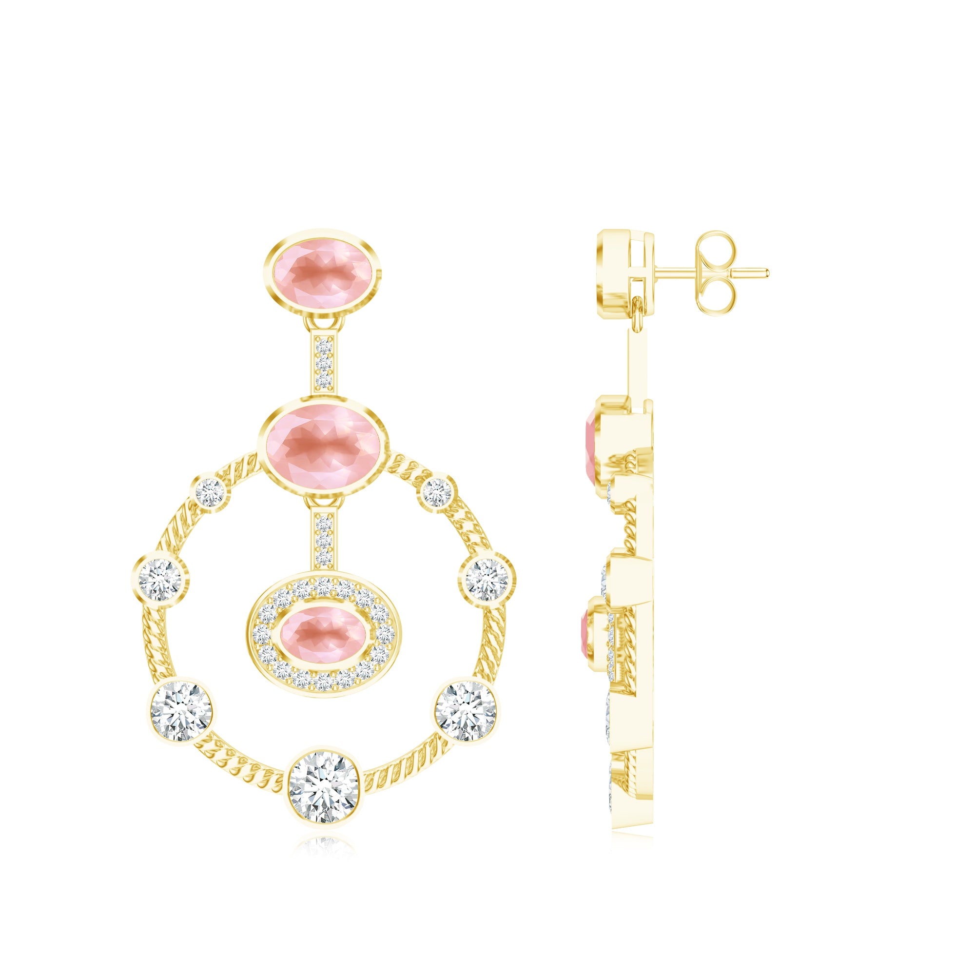 Pink Quartz Infinity Loop Mangalayam 925 Sterling Silver Earrings For Women