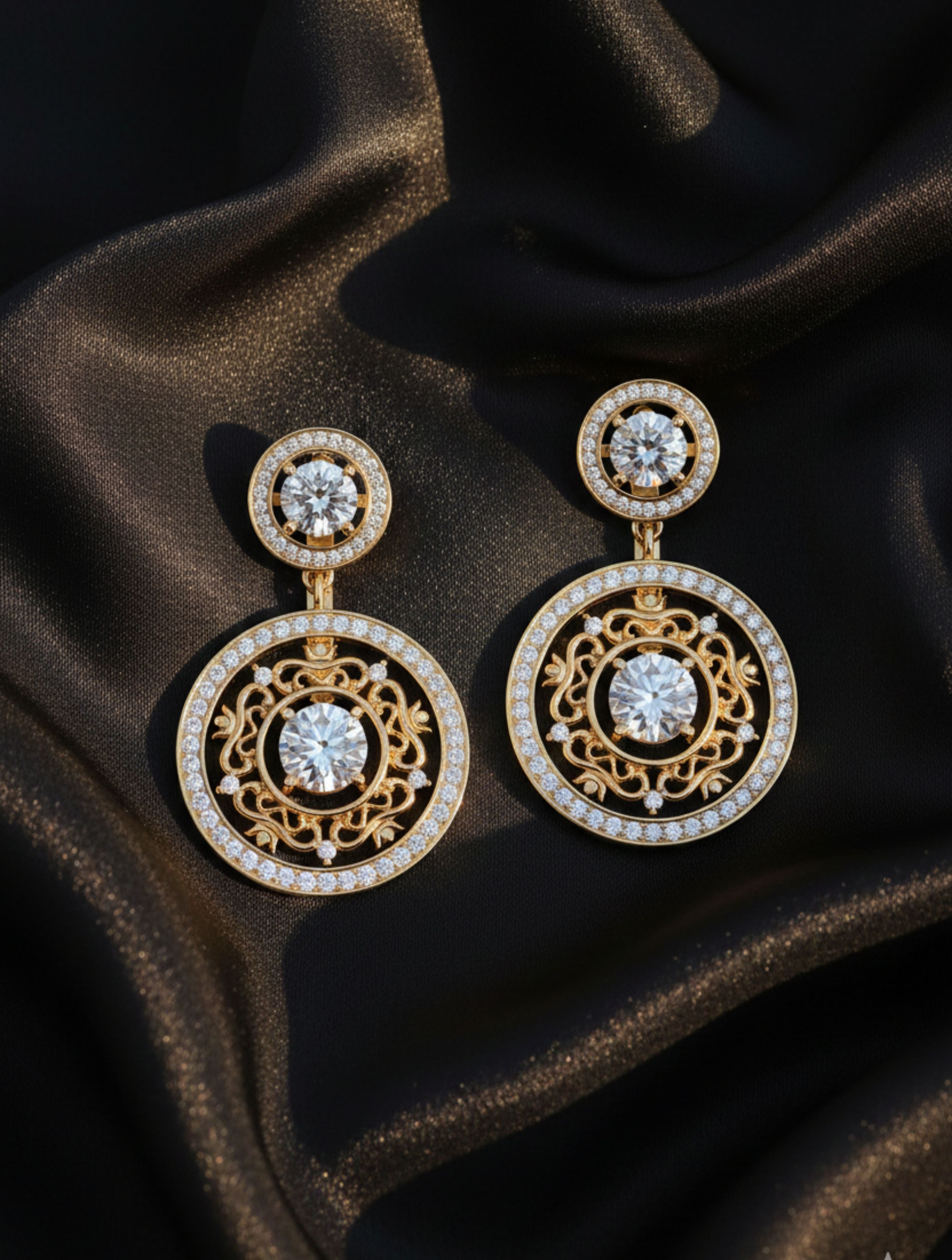 Moissanite Moonlit Petals Mangalayam Floral Grace 925 Sterling Silver Earrings For Women