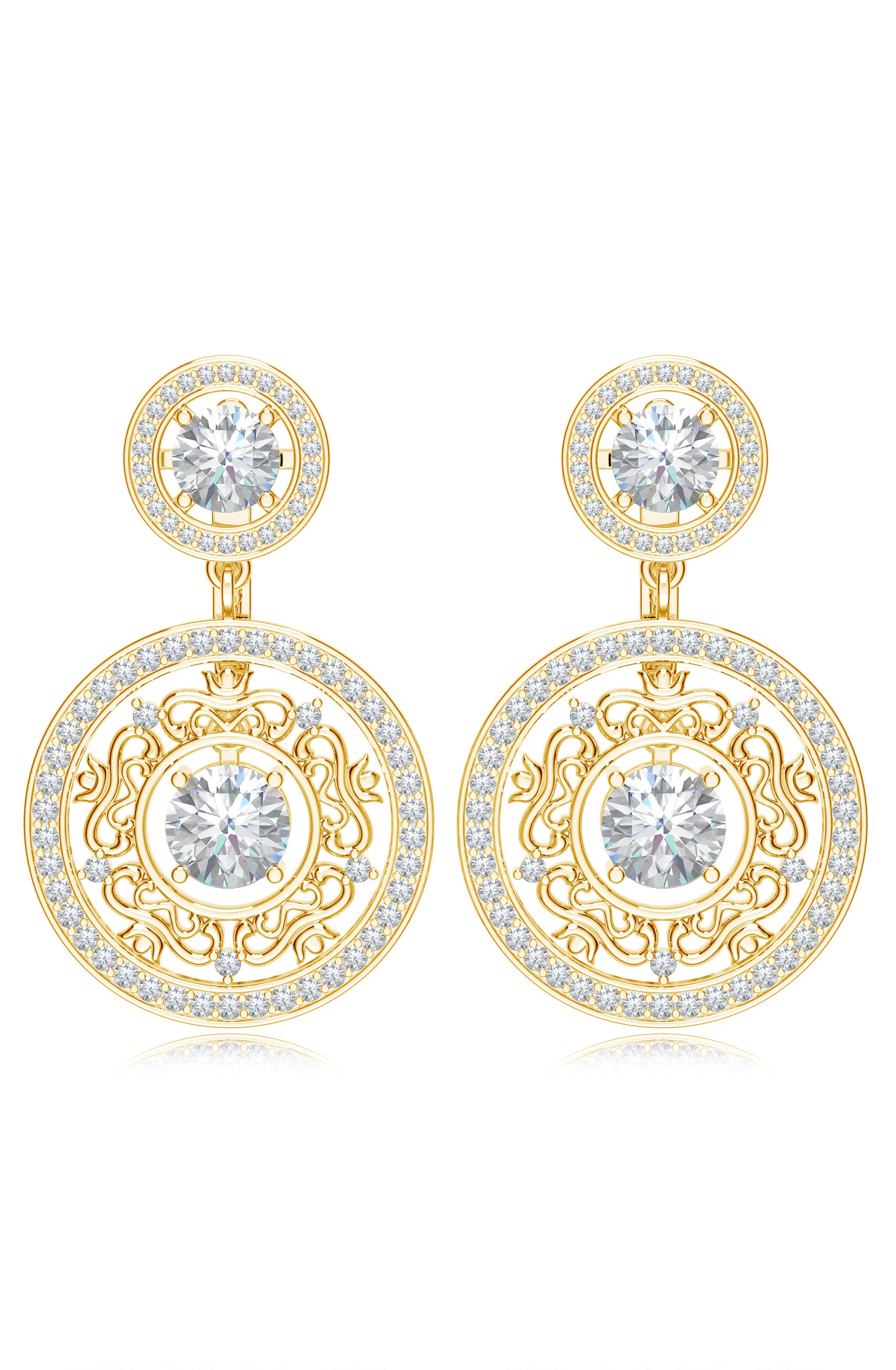 Moissanite Moonlit Petals Mangalayam Floral Grace 925 Sterling Silver Earrings For Women