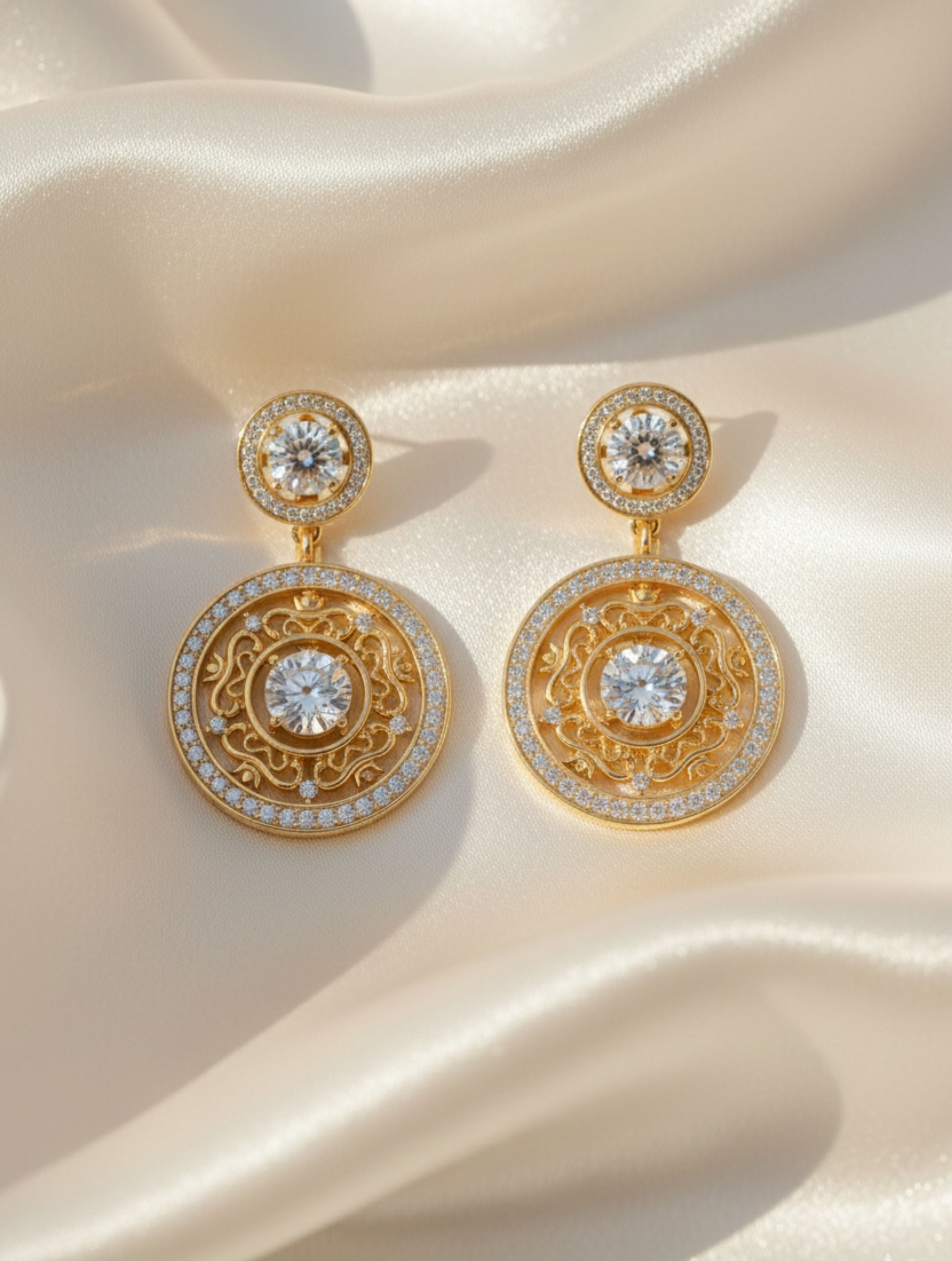 Moissanite Moonlit Petals Mangalayam Floral Grace 925 Sterling Silver Earrings For Women