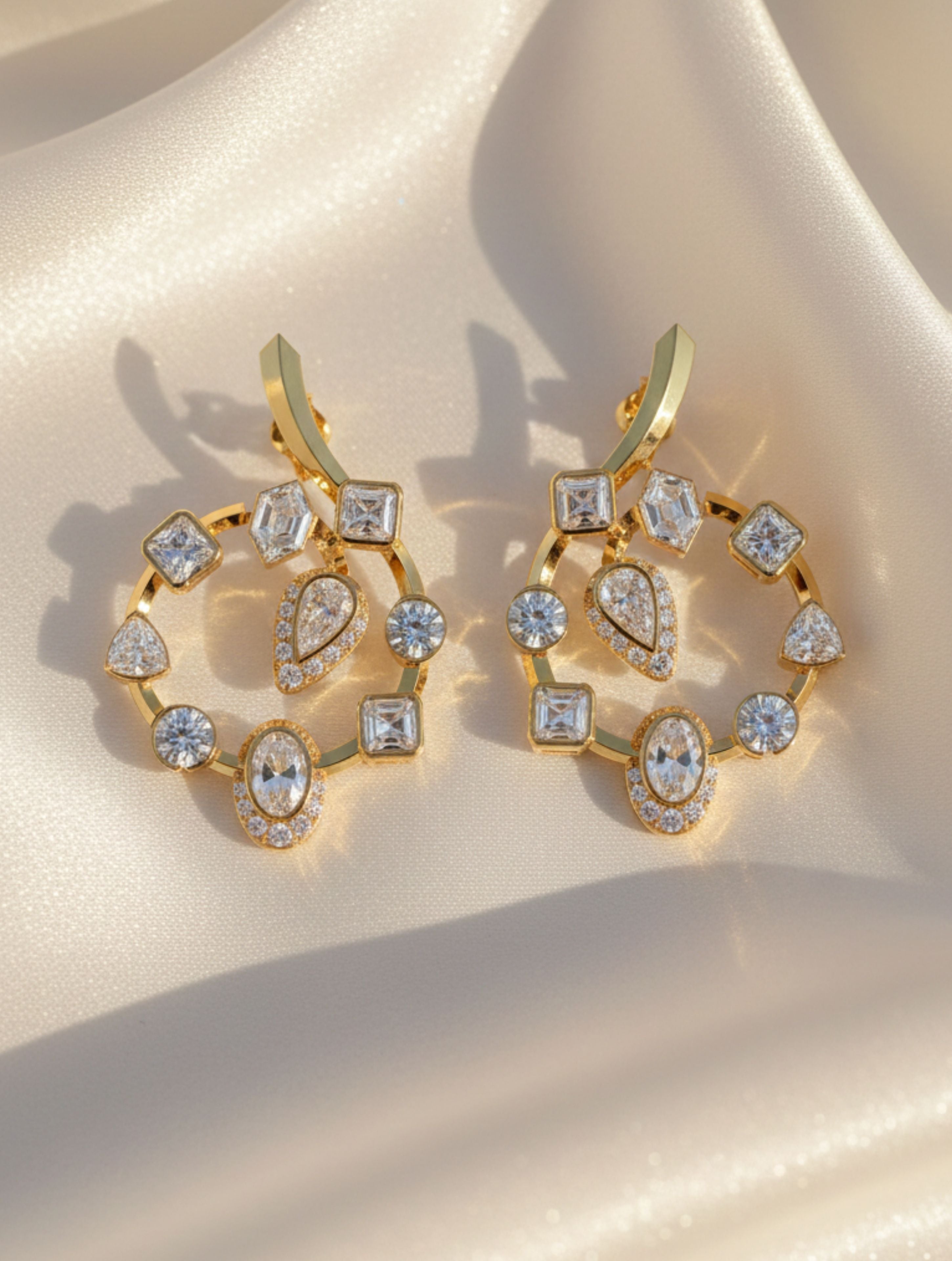 Moissanite Moonbeam Mangalayam Celestial Charm 925 Sterling Silver Earrings For Women