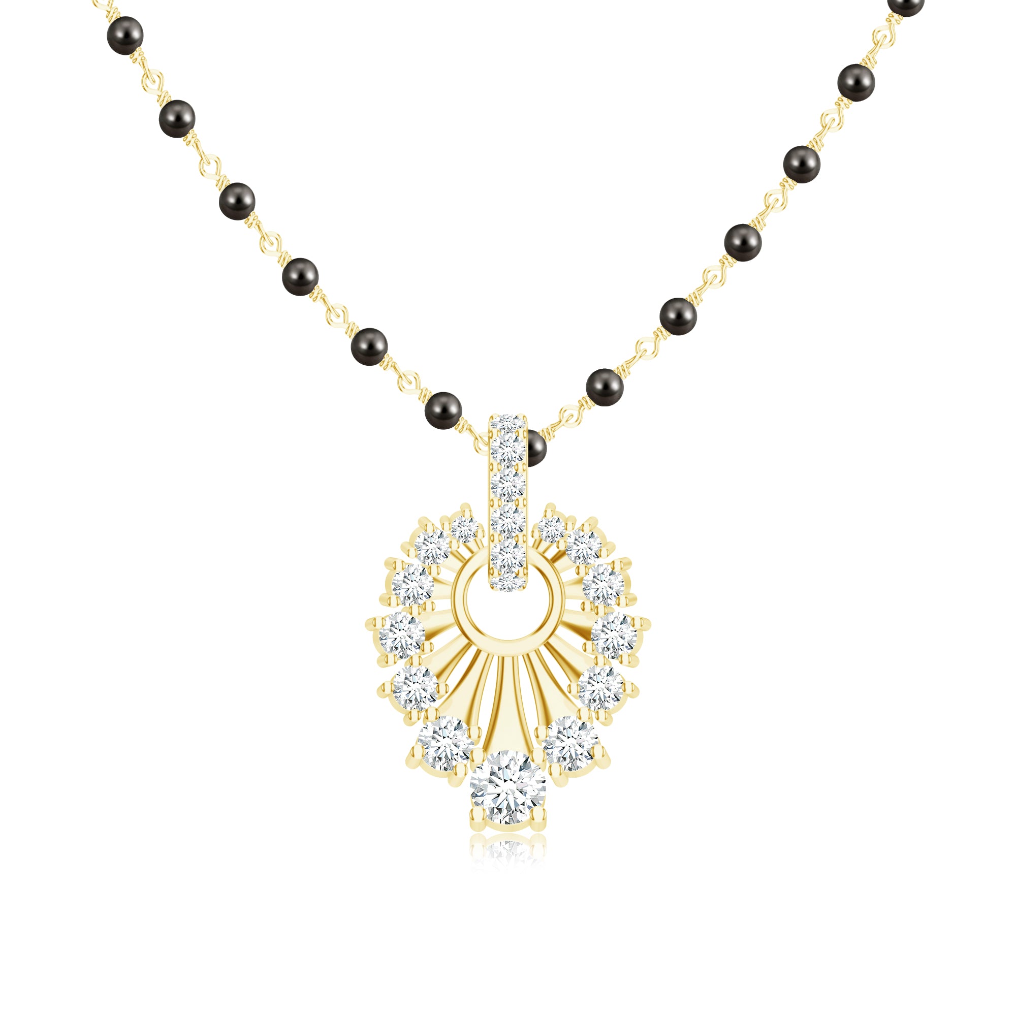 Moissanite Oval Loop Gold 925 Sterling Silver Mangalsutra For Women
