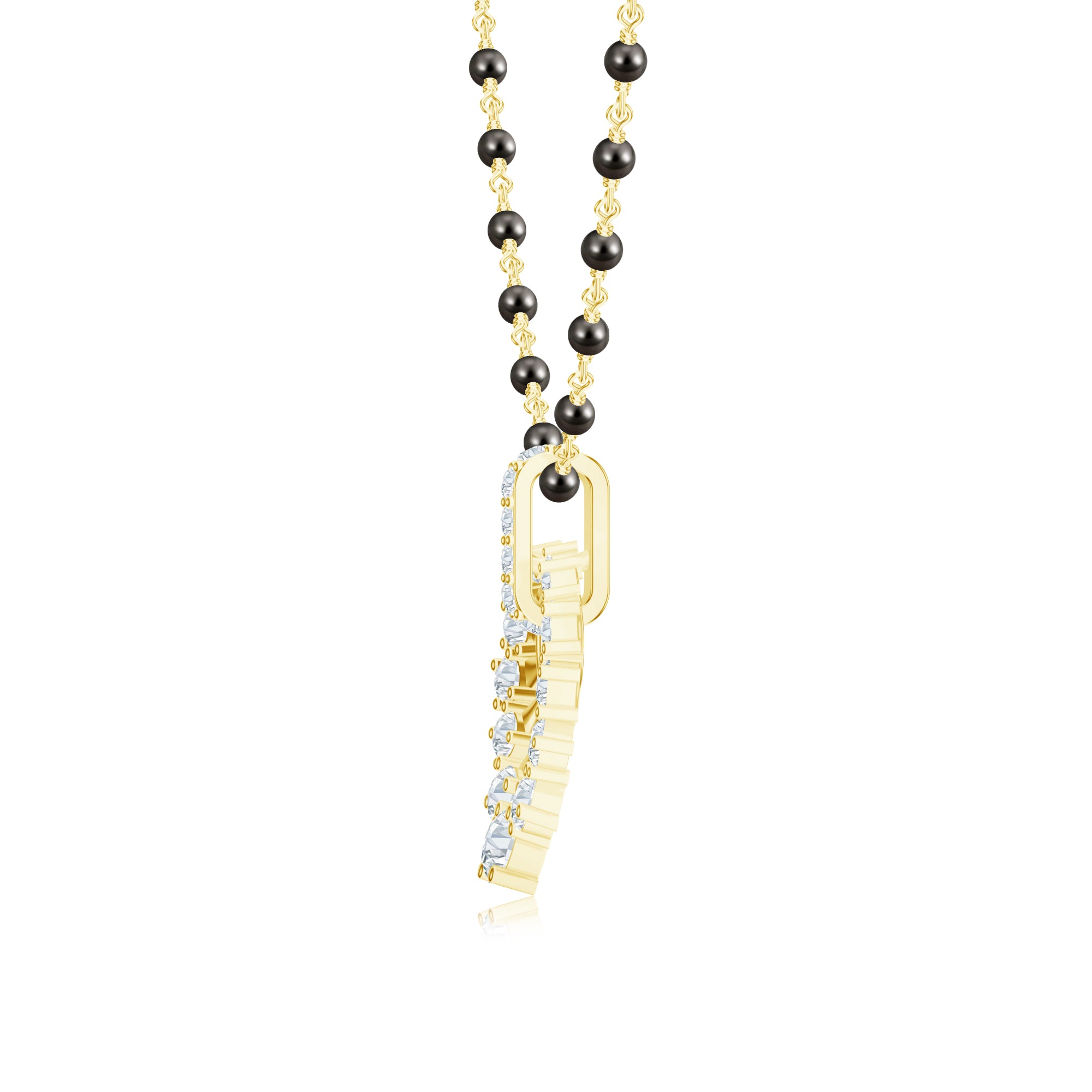 Moissanite Oval Loop Gold 925 Sterling Silver Mangalsutra For Women