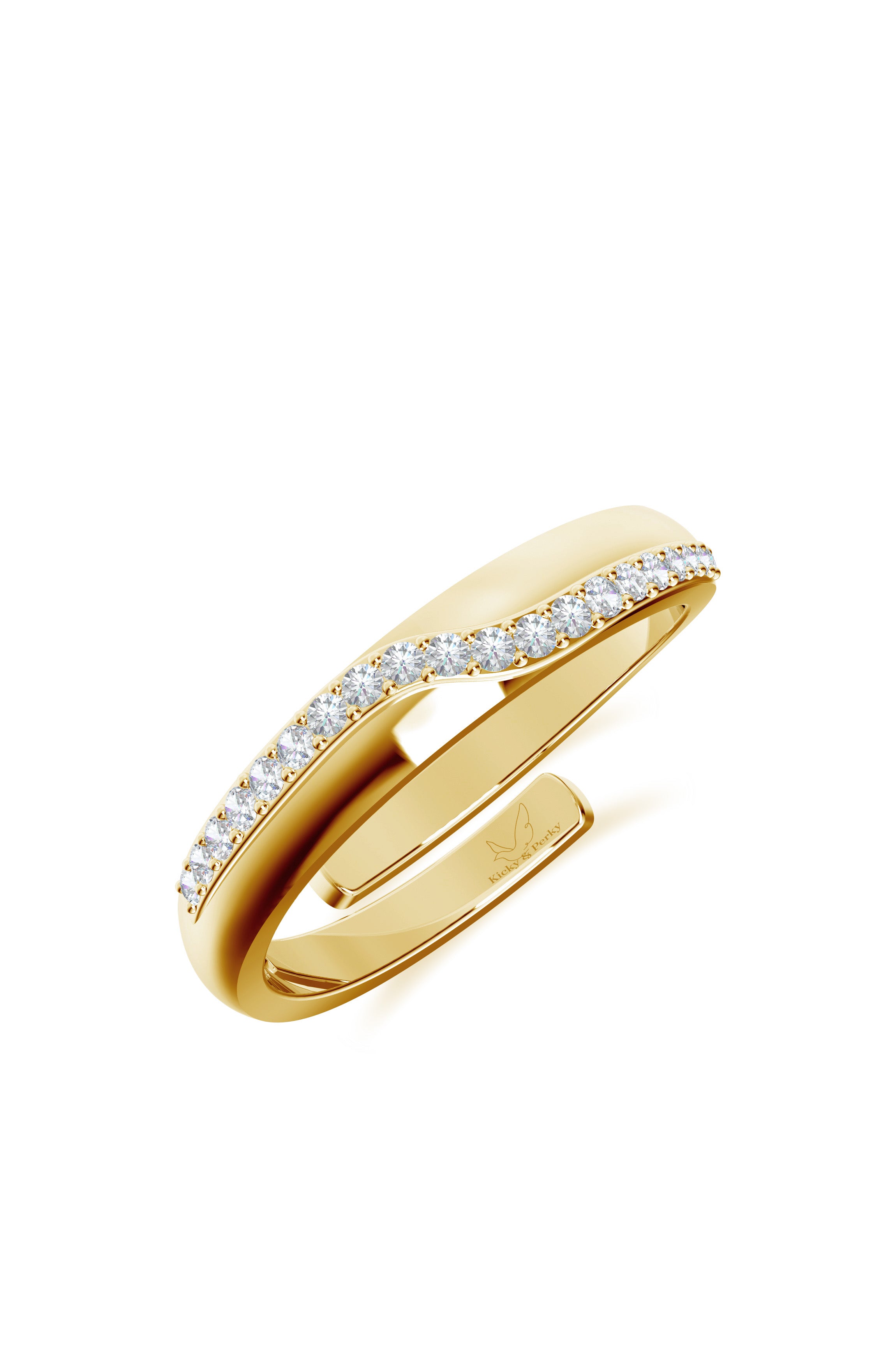 Men’s Wave Moissanite Ring – Gold Plated over 925 Sterling Silver – Adjustable