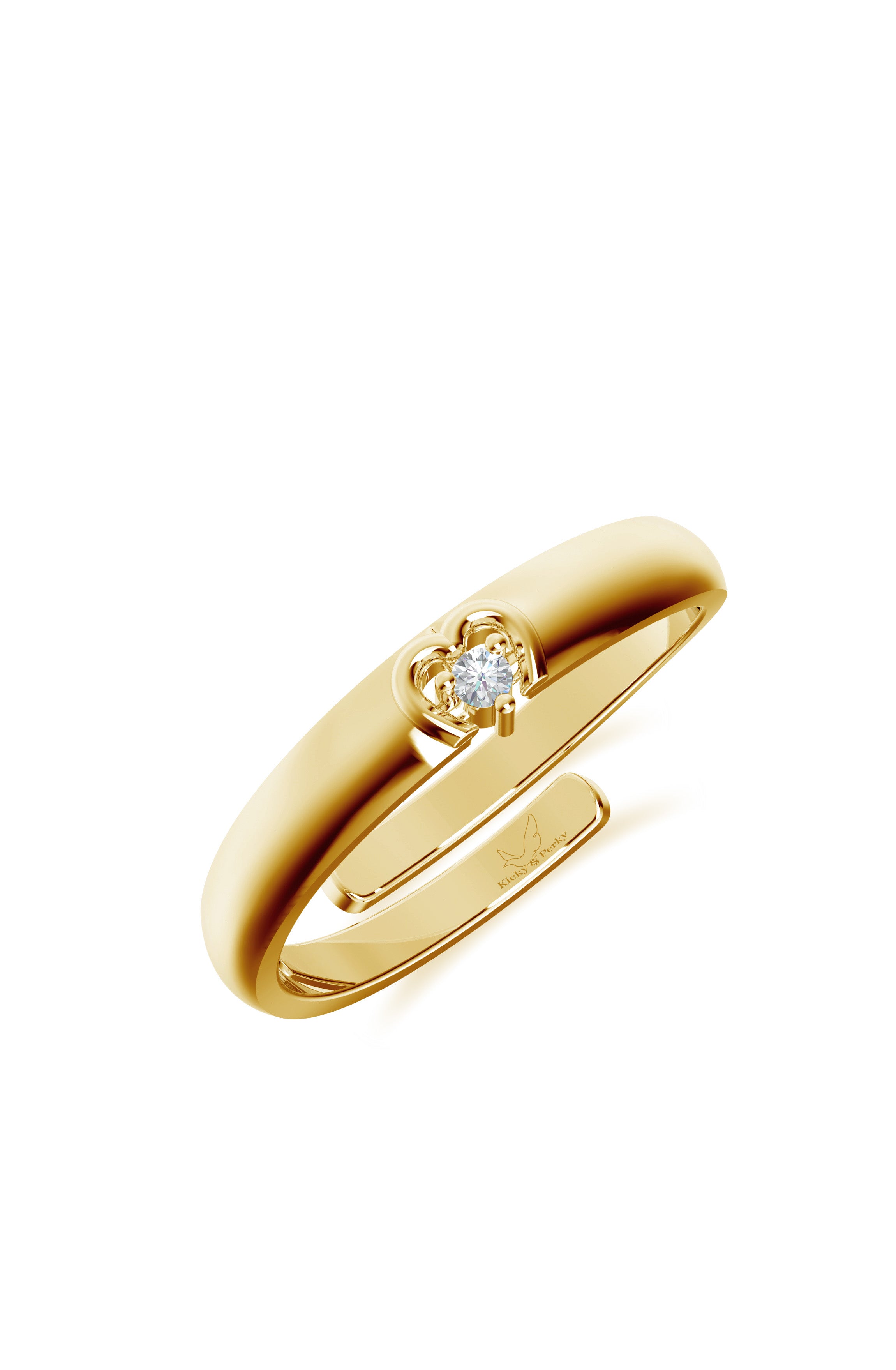 Moissanite Heart-Set Solitaire Adjustable Ring in Gold Plated 925 Sterling Silver For Men