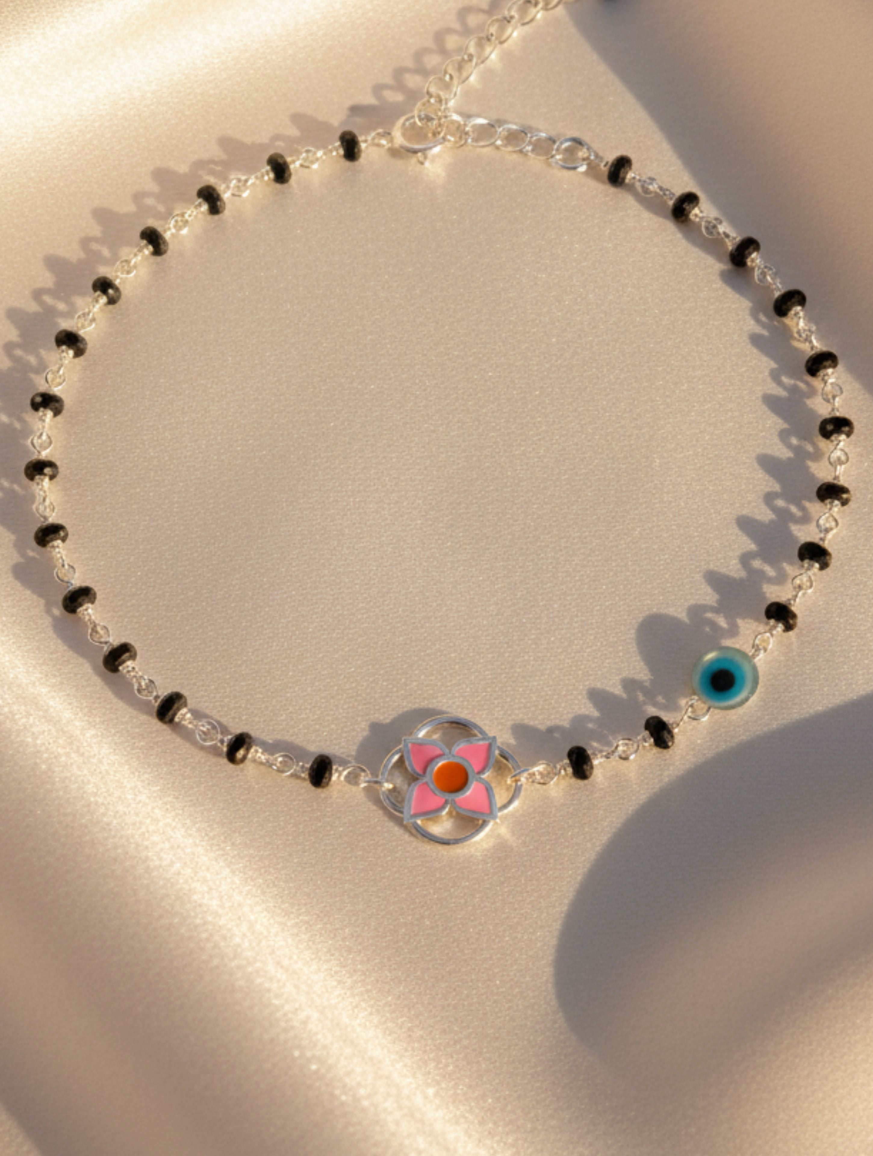 Floral Beaded Nazariya For Kids in 925 Sterling Silver