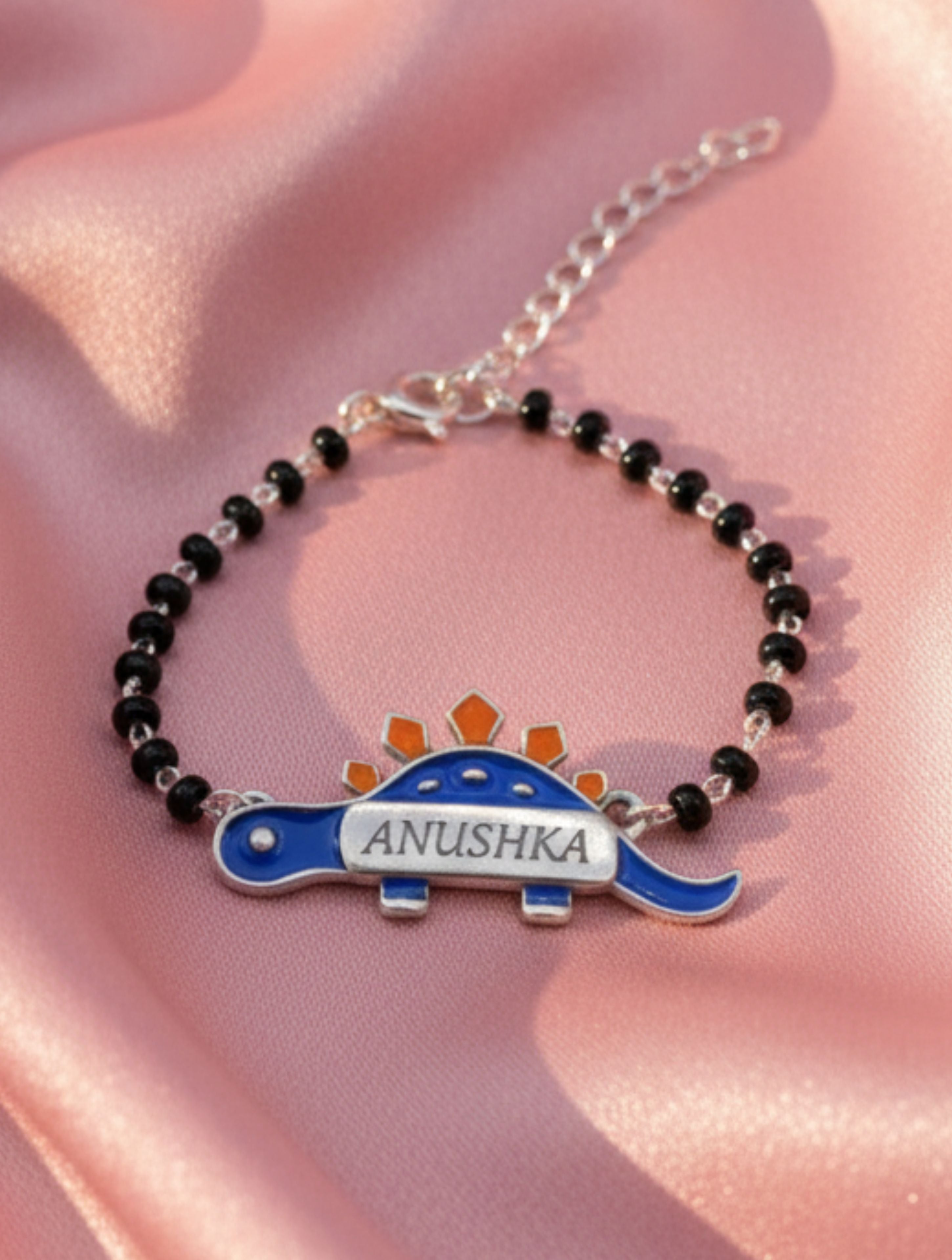 Sterling Silver Dino Personalized Bracelet for Kids