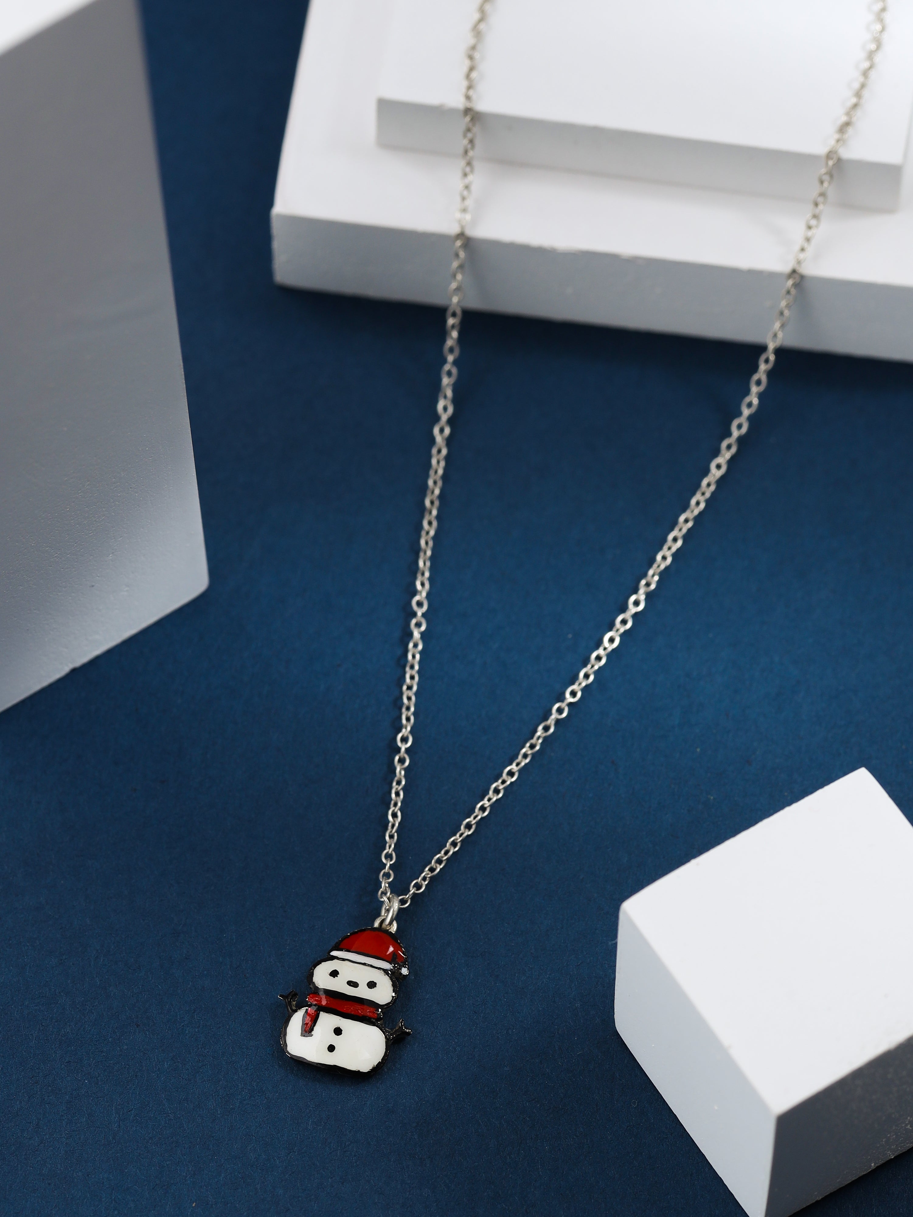 Kids Silver Snowman Pendant - Kicky & Perky