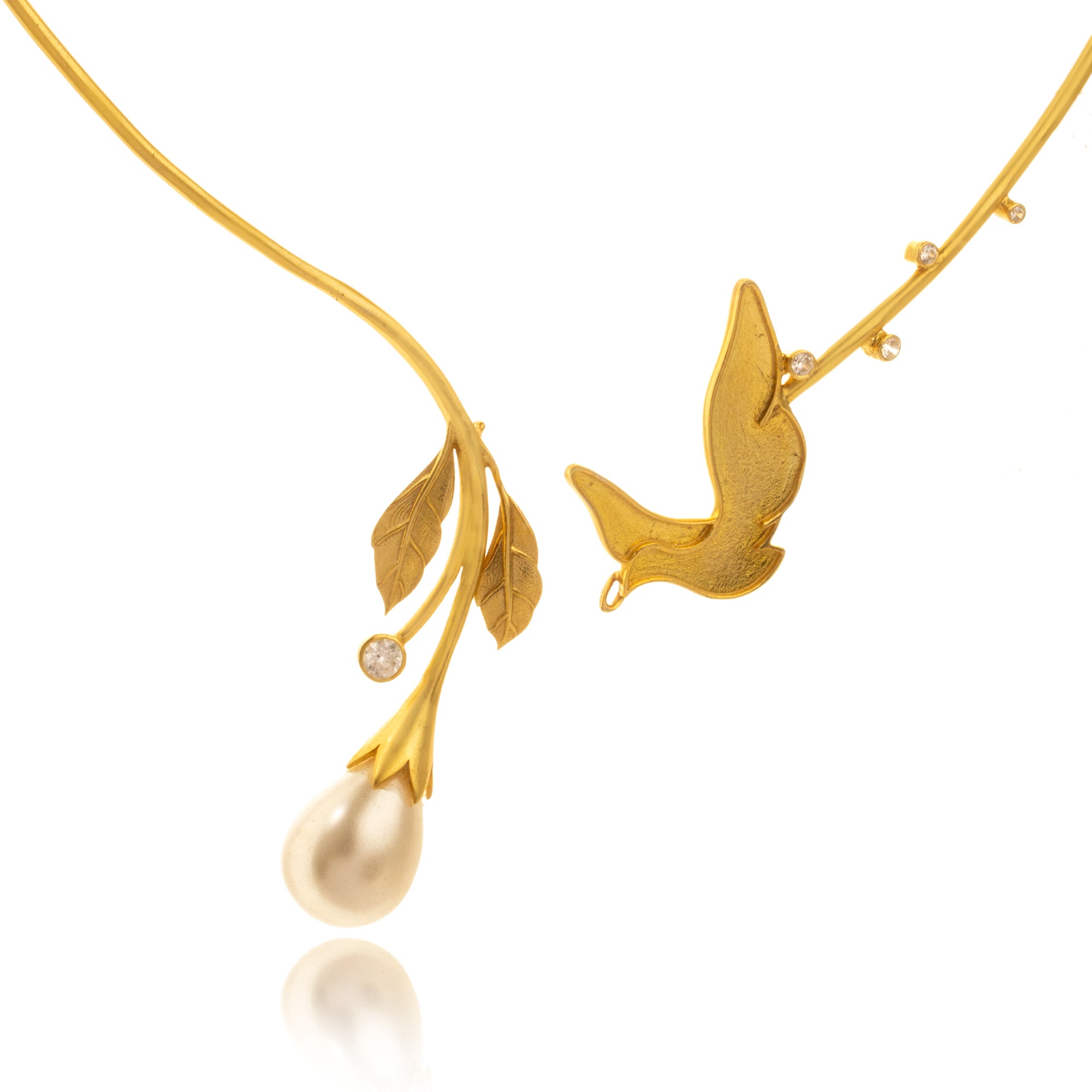 Enamel Bird Pendant Necklace in Real Rhodium - Kicky & Perky