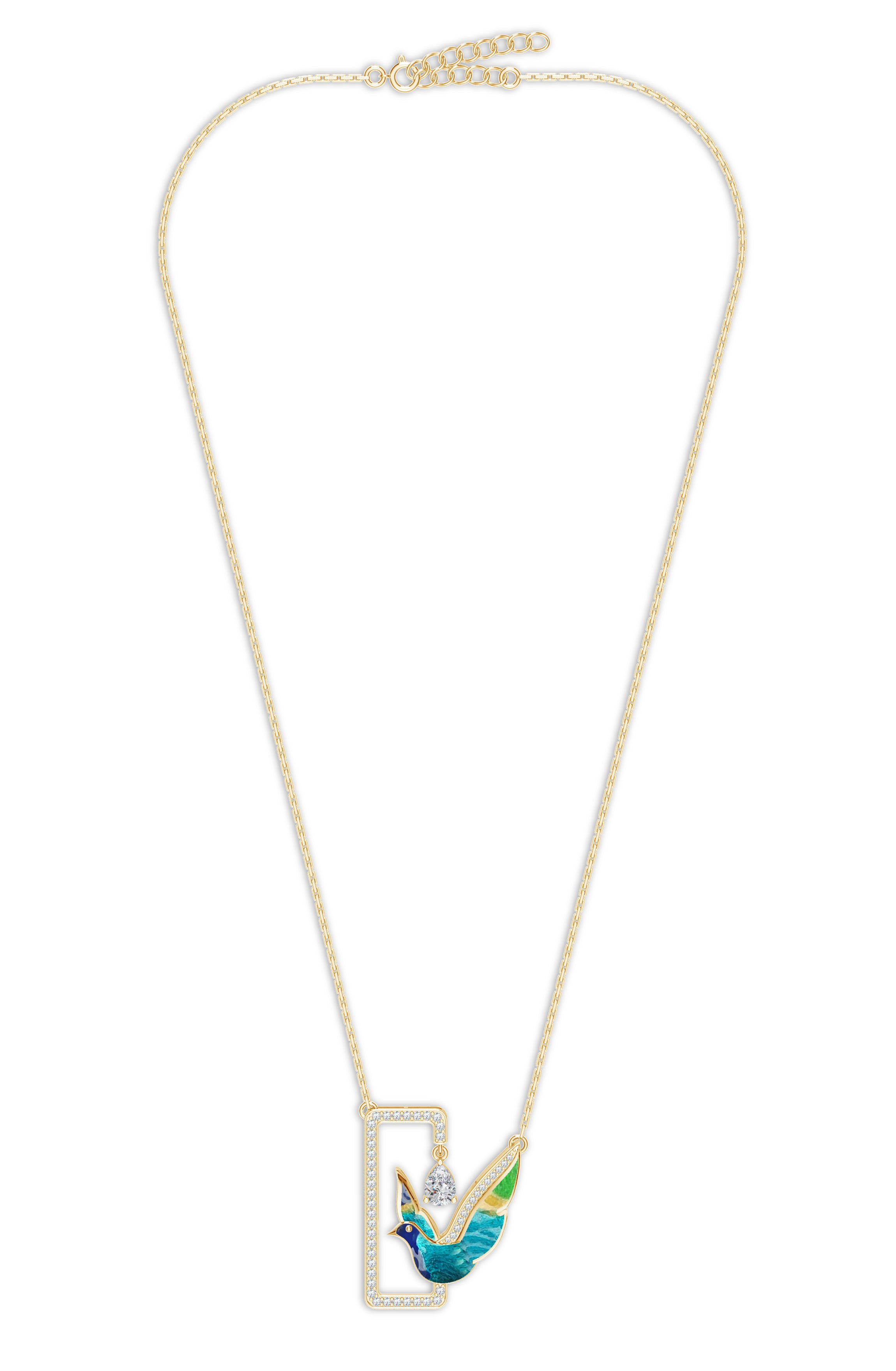 Enameled Sterling Silver Serenity Moissanite Pendant