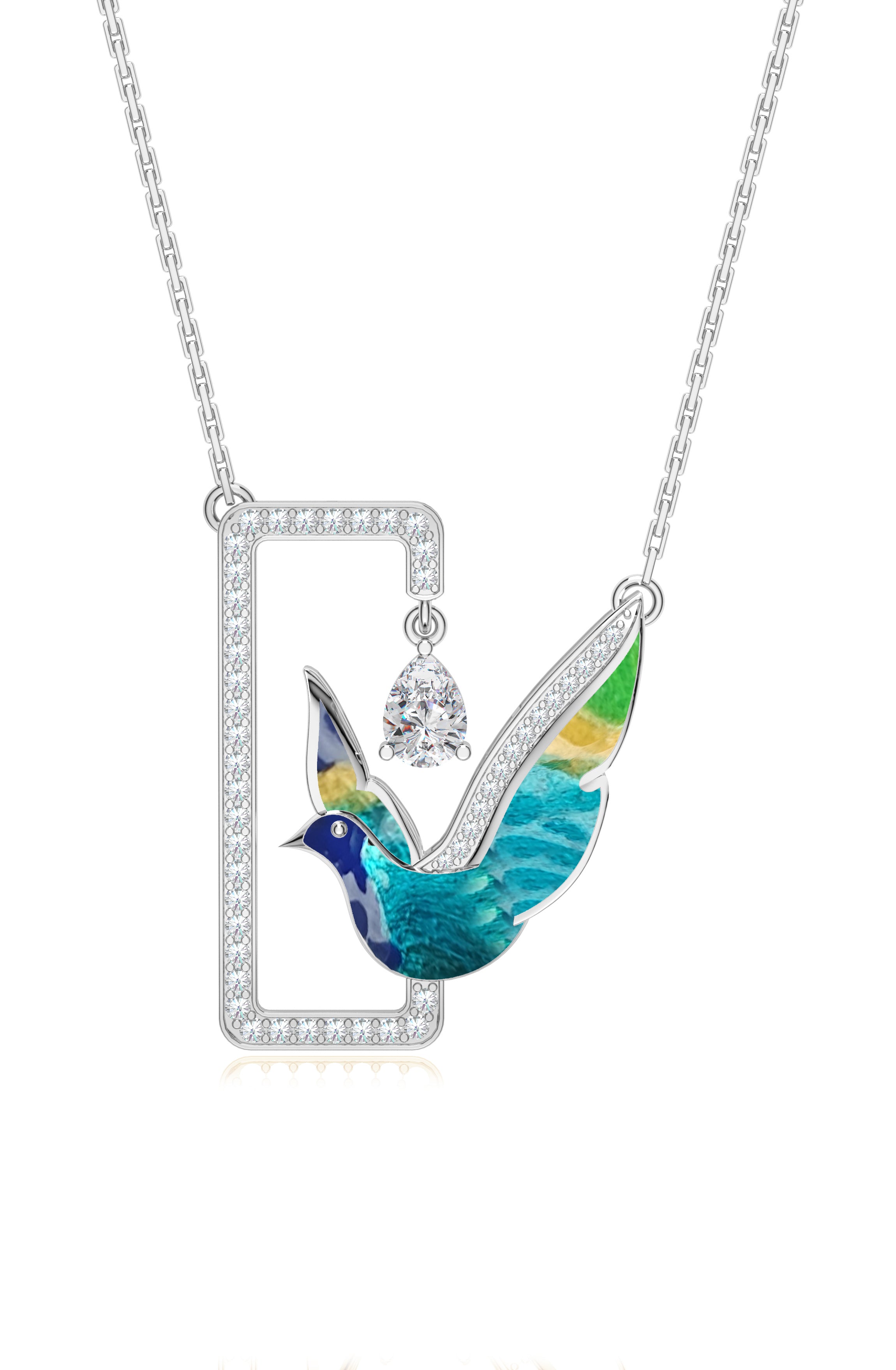 Enameled Sterling Silver Serenity Moissanite Pendant
