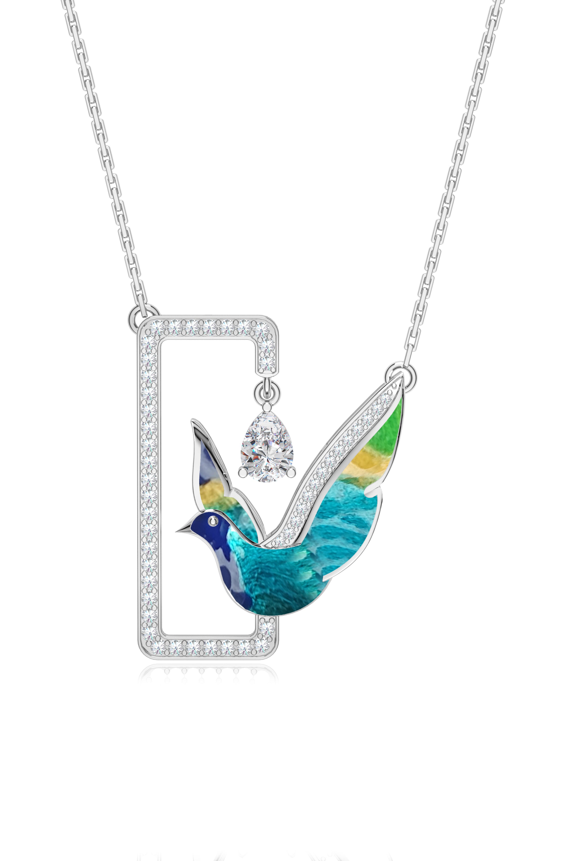 Enameled Sterling Silver Serenity Moissanite Pendant
