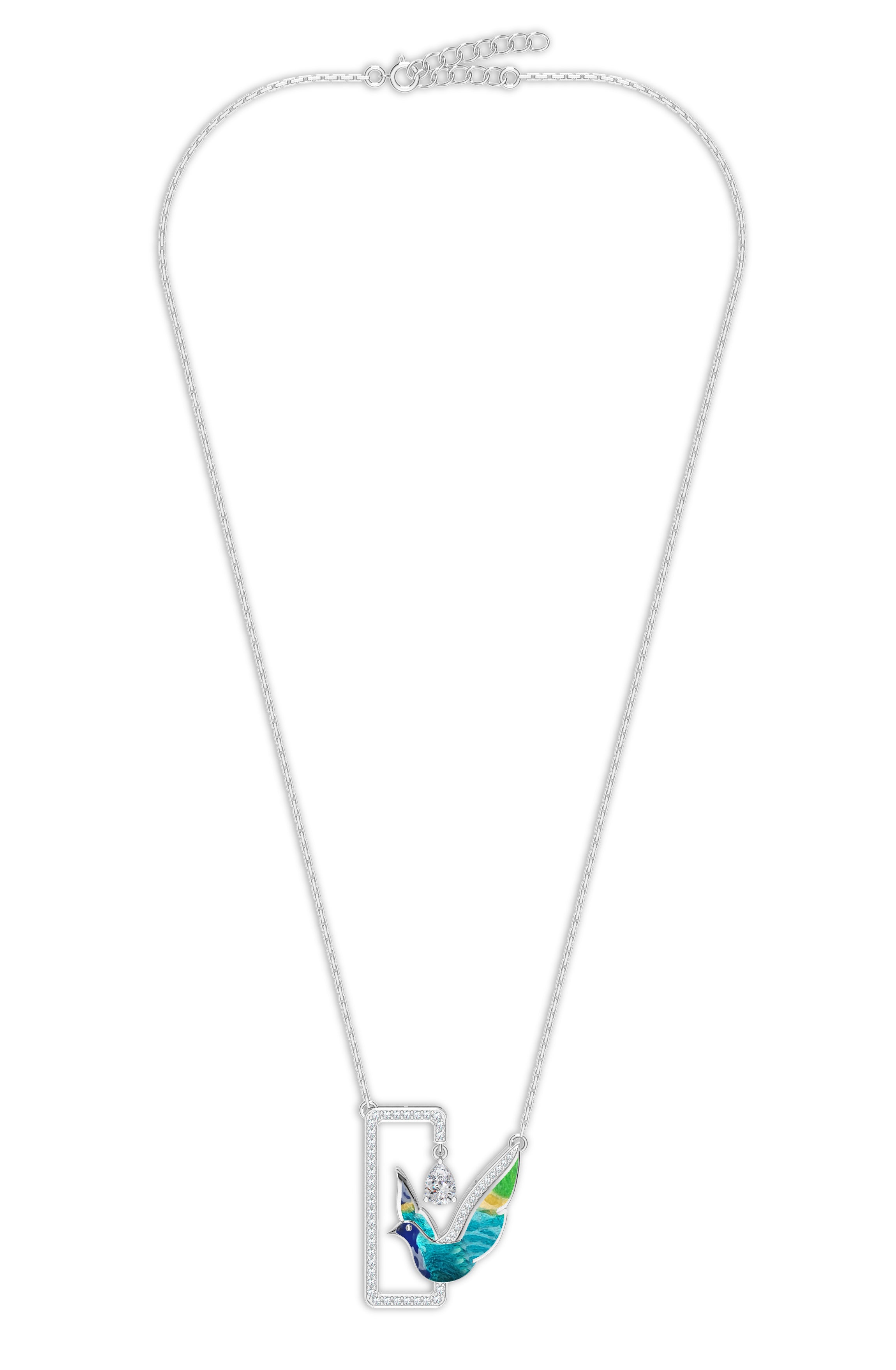 Enameled Sterling Silver Serenity Moissanite Pendant