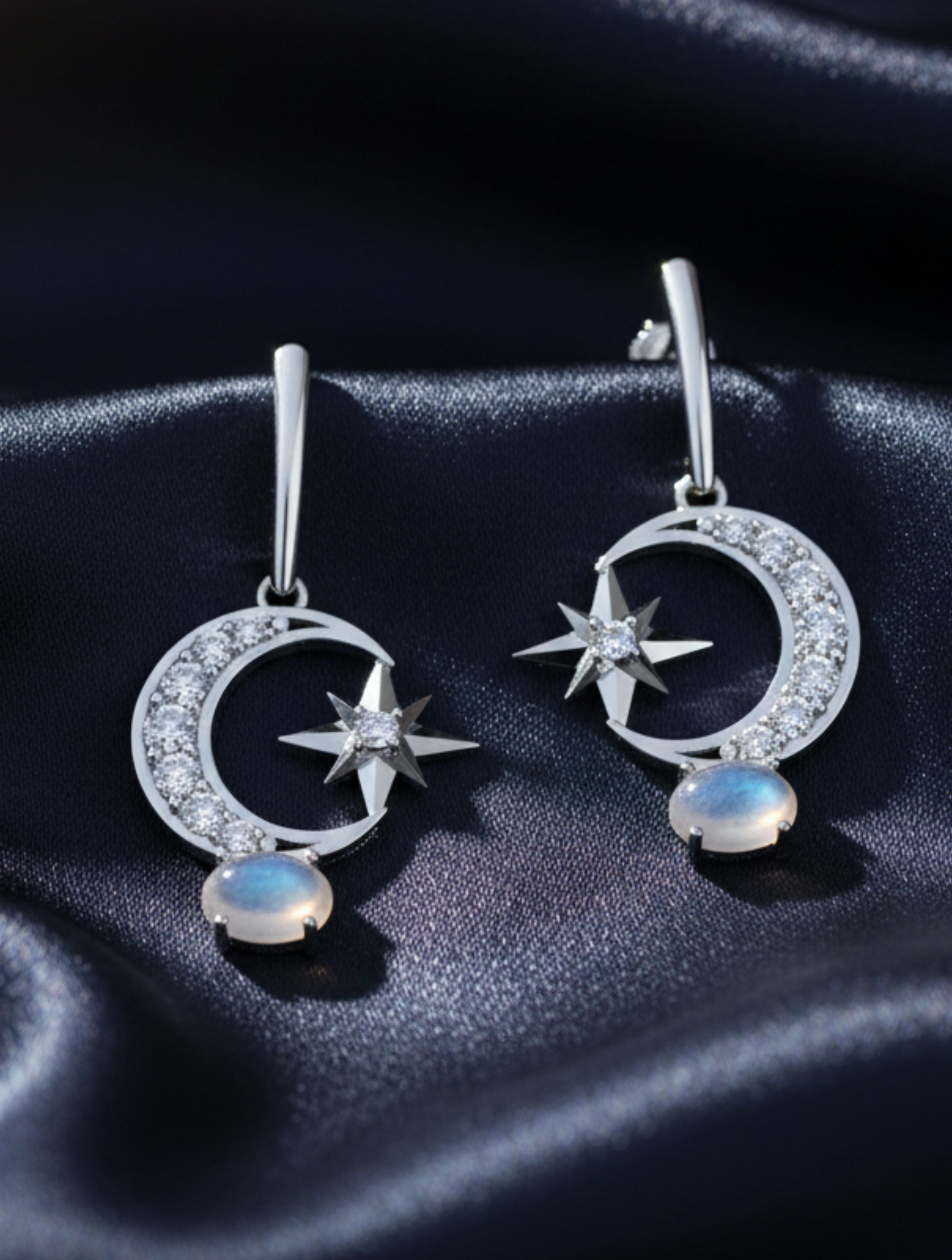 Lunar Eclipse Moonstone Earring