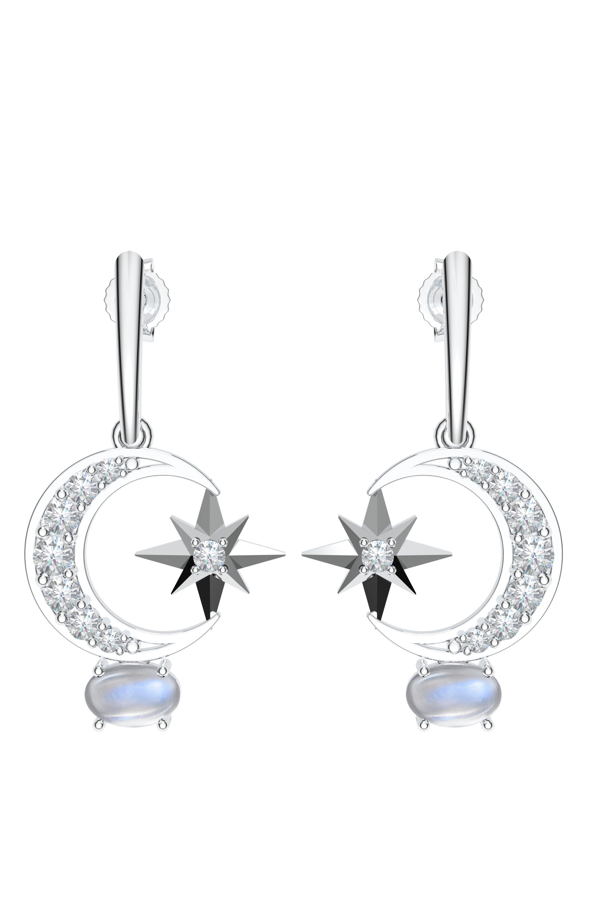 Lunar Eclipse Moonstone Earring