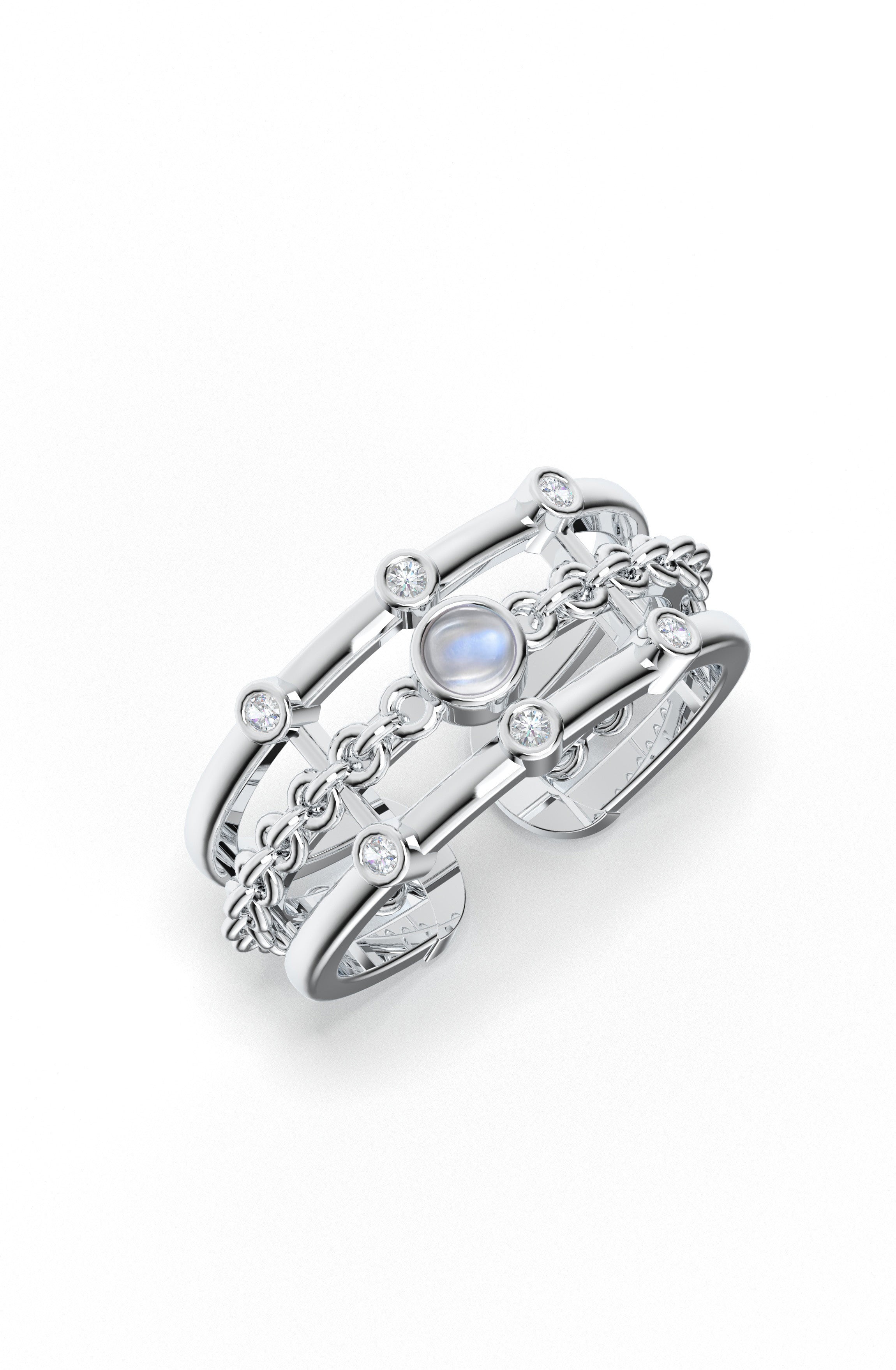 Bare Moonstone Open Ring