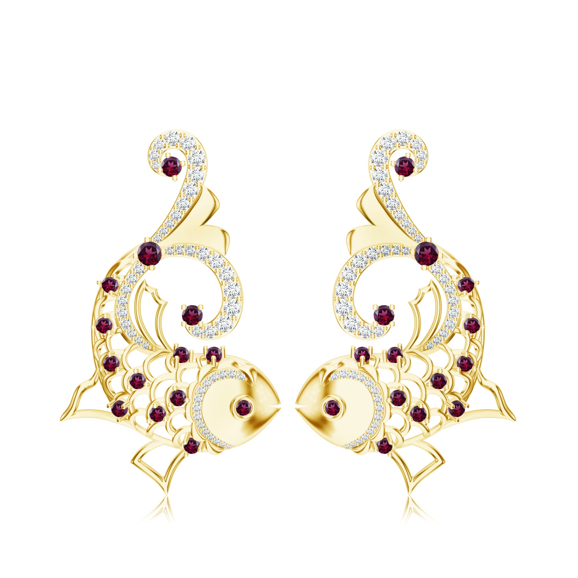Modern Kalaras Meen-Themed Moissanite 925 Sterling Silver Earrings For Women