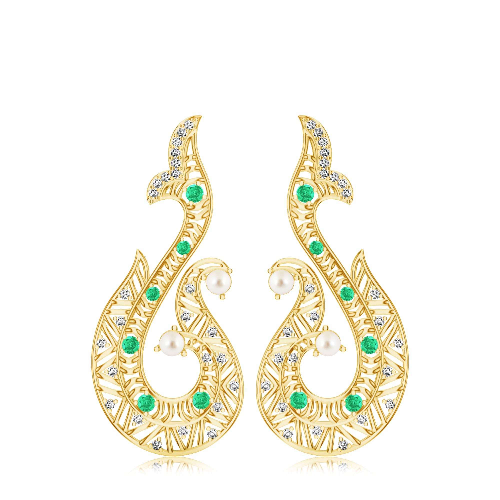 Green Onyx & Moissanite Kalaras 925 Sterling Silver Earrings For Women