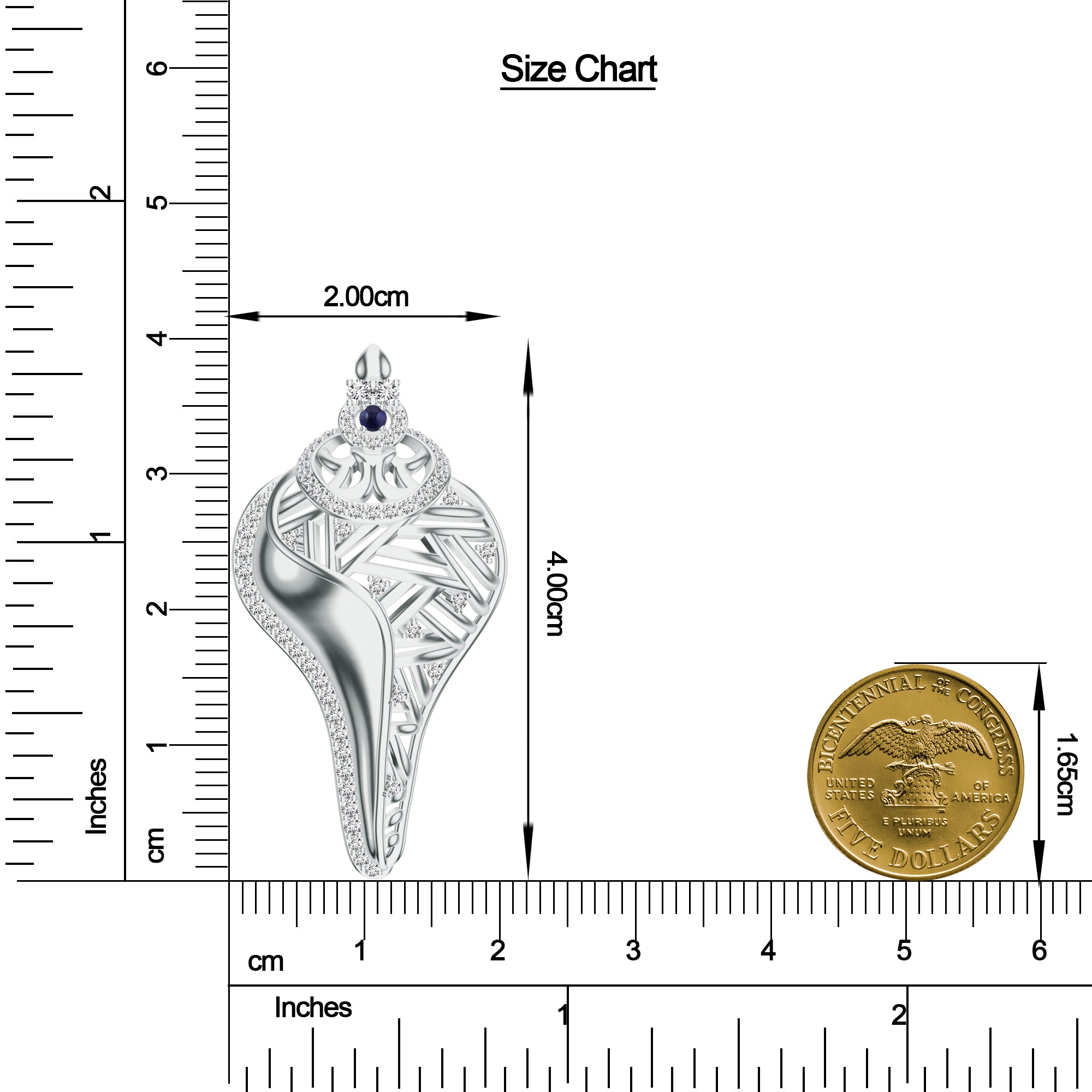 Shankh-Themed Kalaras 925 Sterling Silver Pendant in Rhodium For Women