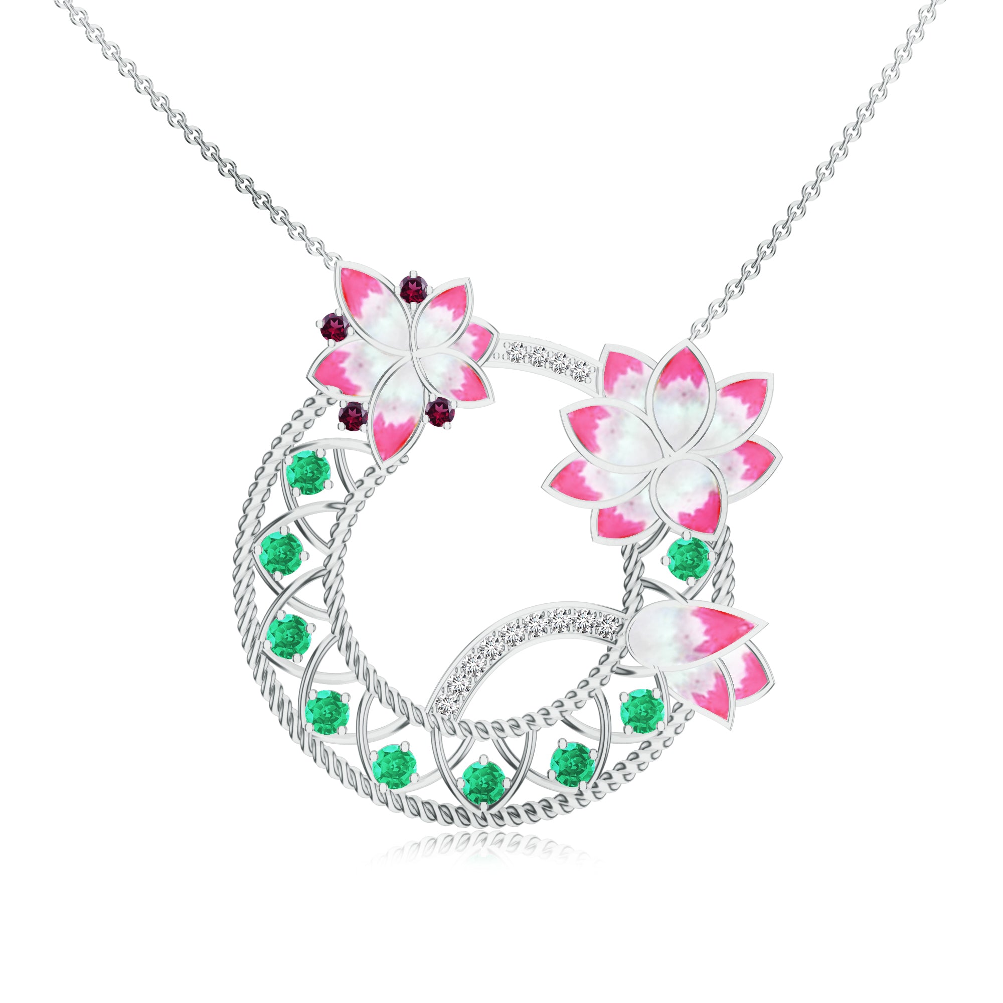 Madhubani Art with Moissanite & Green Onyx 925 Sterling Silver Pendant in 24K Gold For Women