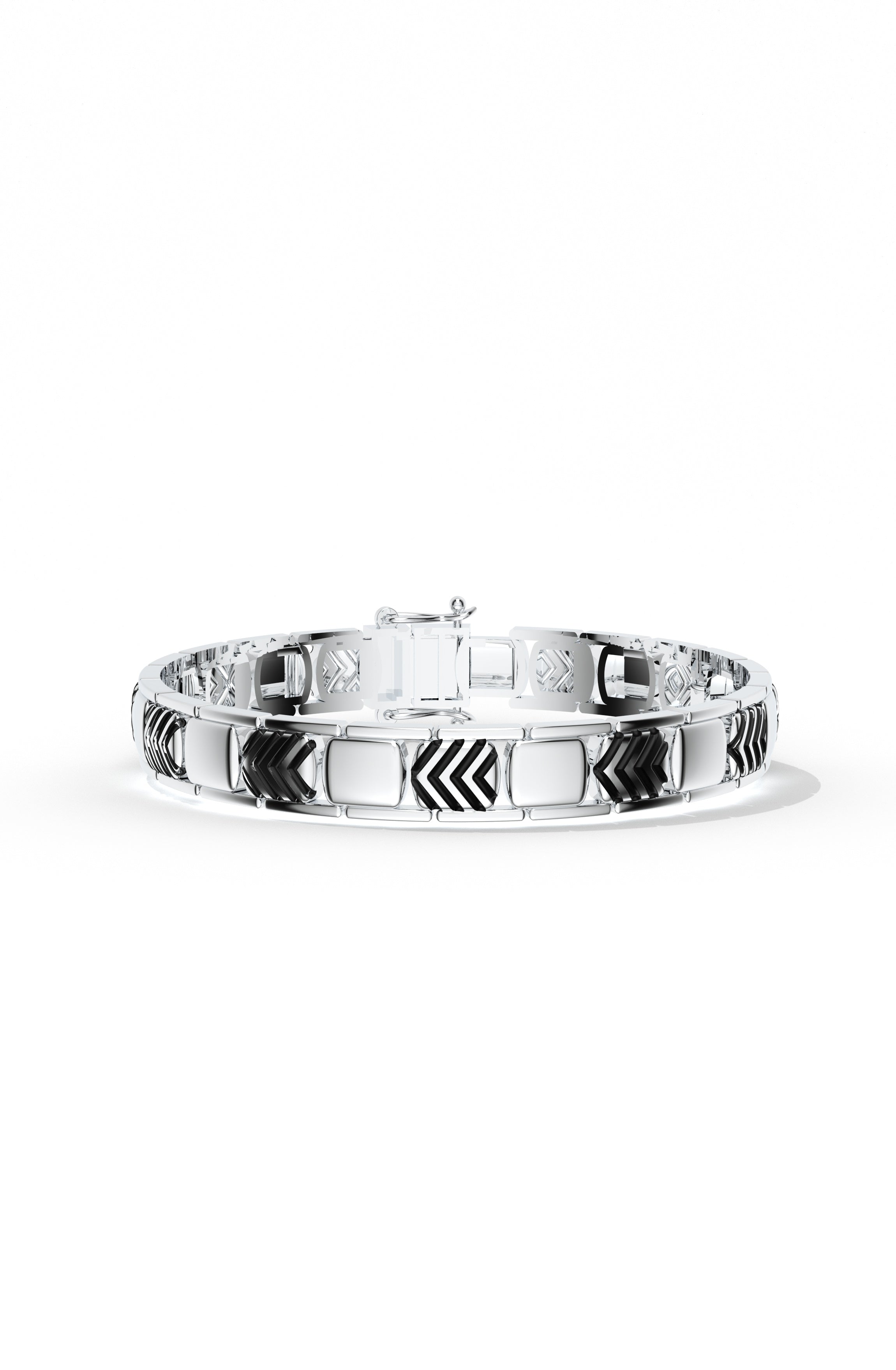 Geometric Engraved Oxidized Finish 925 Sterling Silver Bracelet For Men