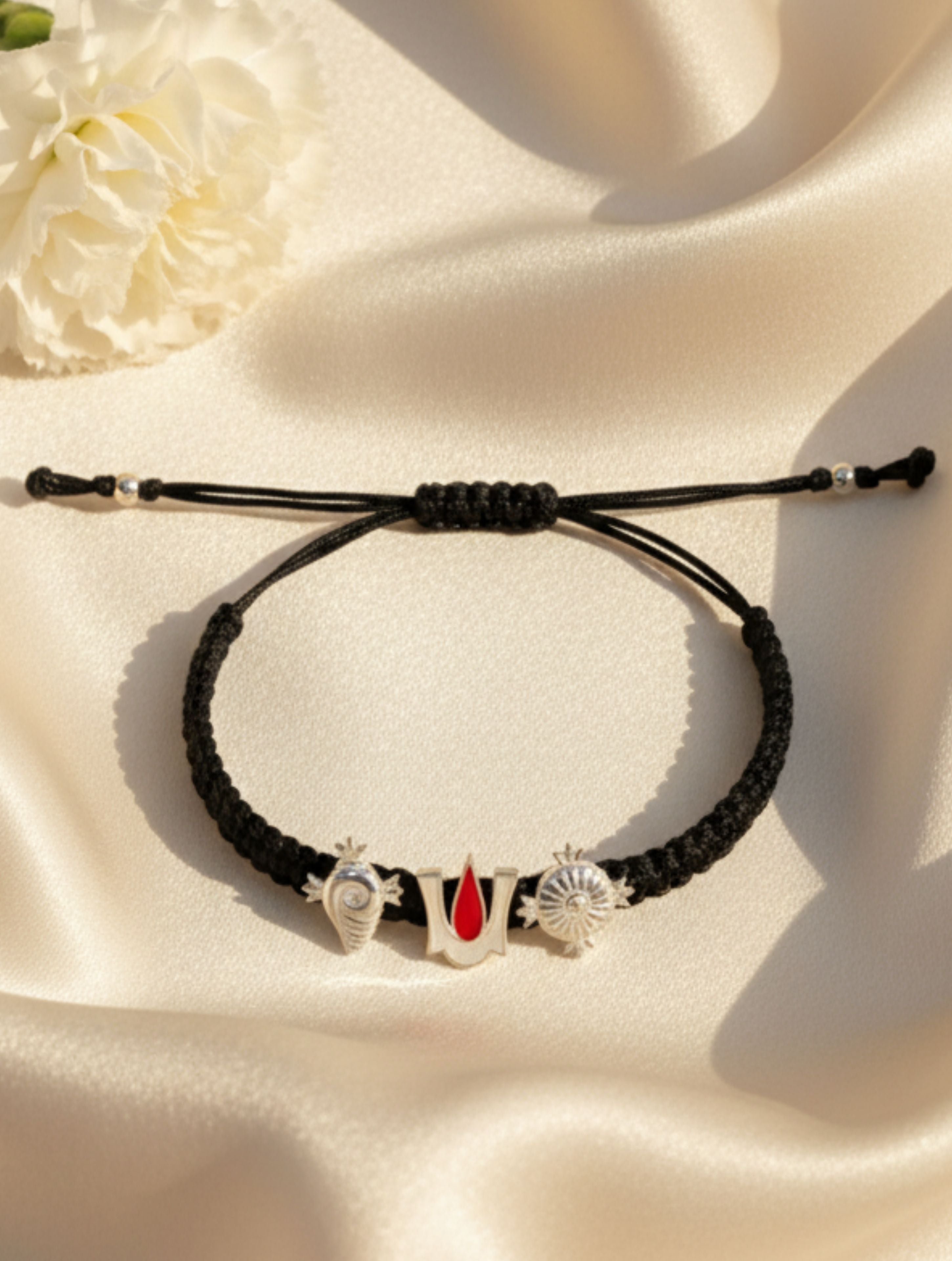 Divine Trinity: Sterling Silver Trishankhla Bracelet