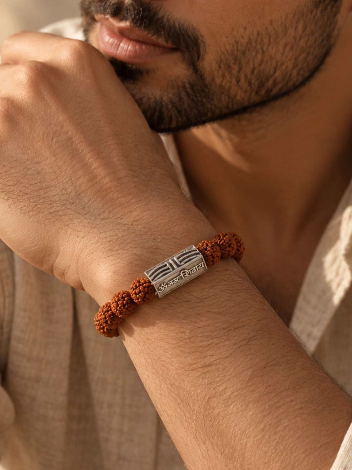 Sterling Silver Har Har Mahadev Bracelet