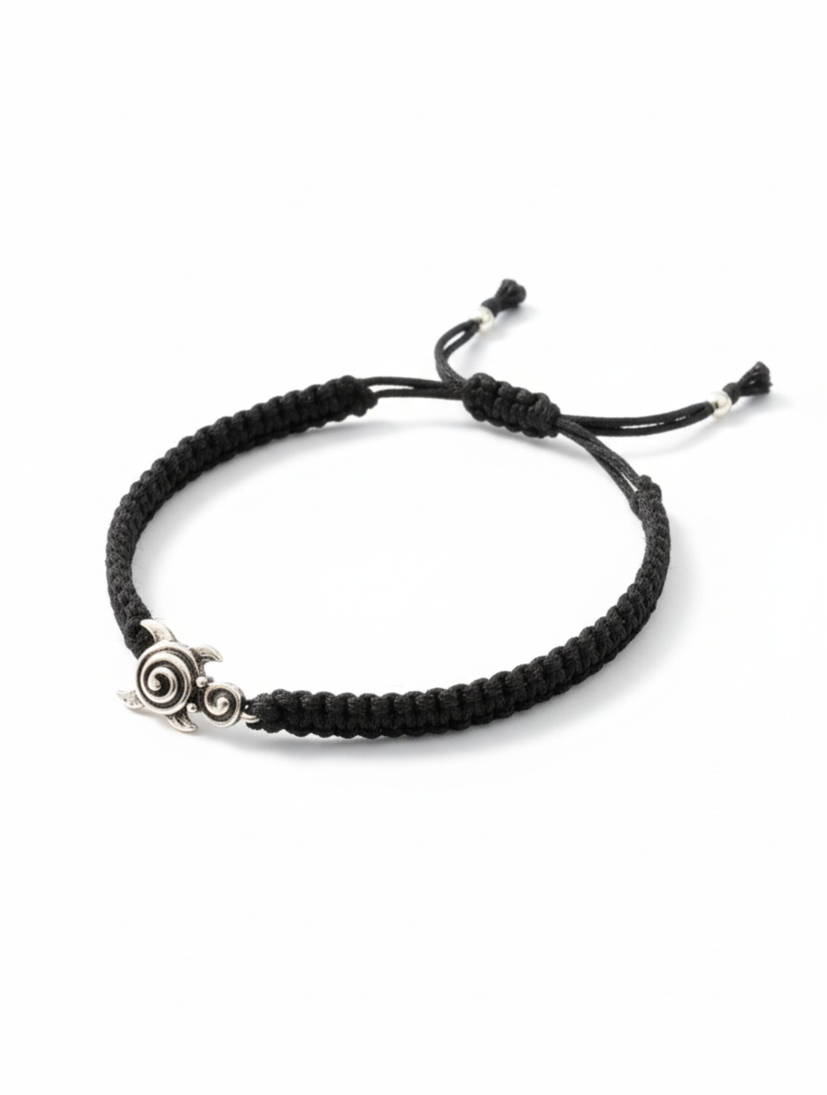 Sterling Silver Sea Turtle Macrame Bracelet