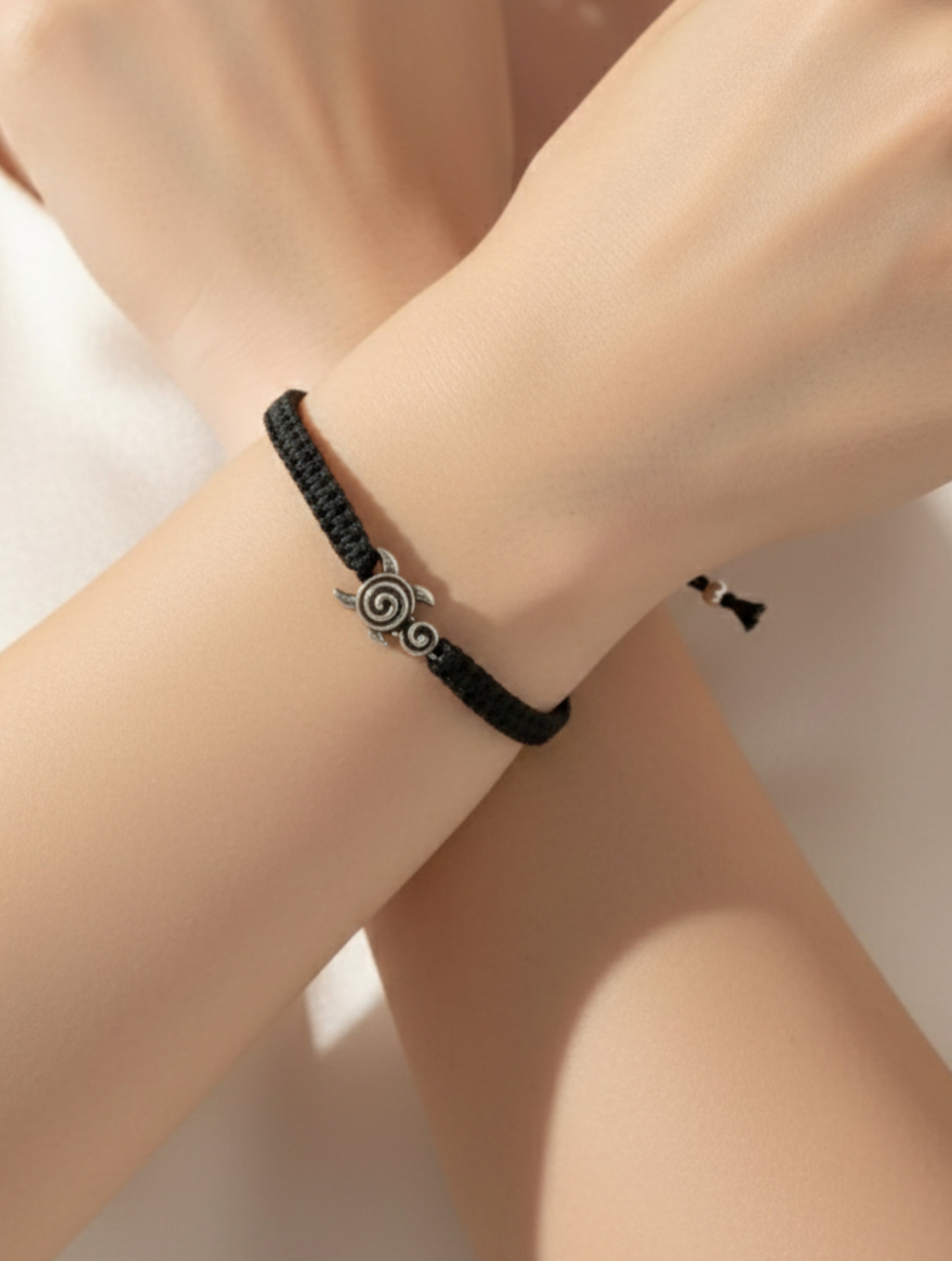 Sterling Silver Sea Turtle Macrame Bracelet