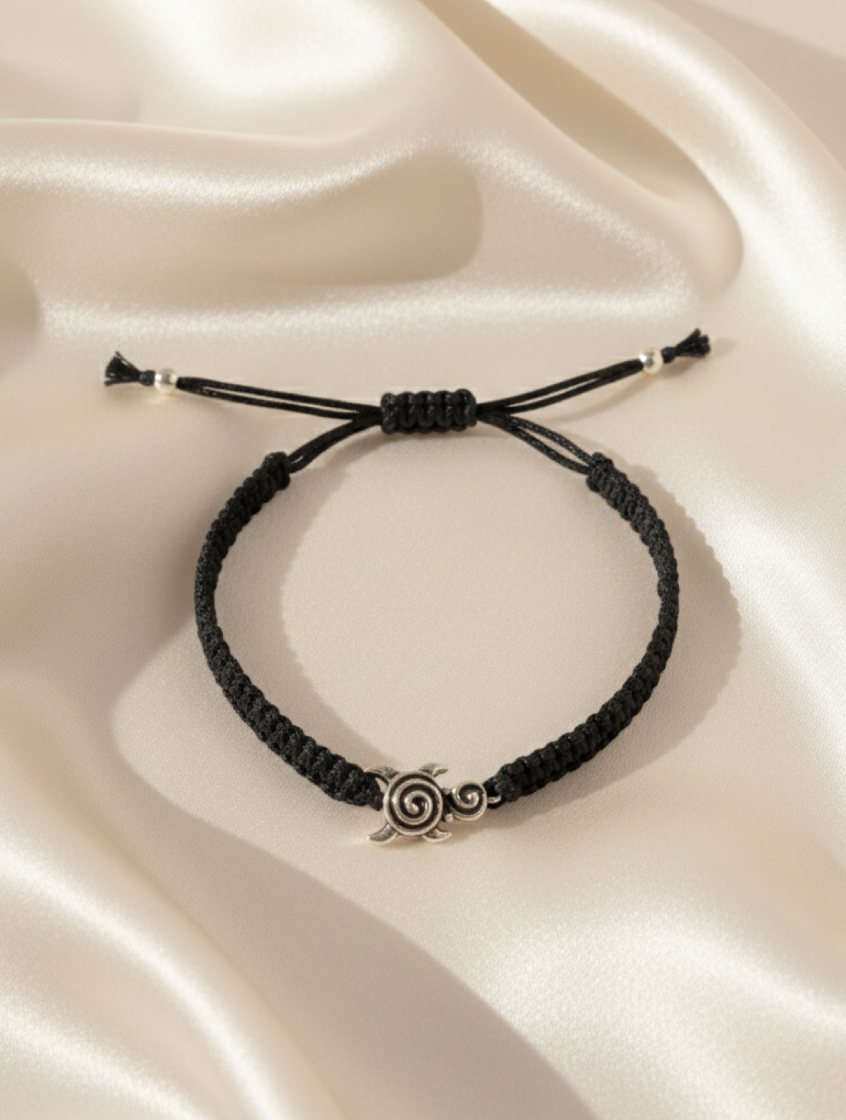 Sterling Silver Sea Turtle Macrame Bracelet