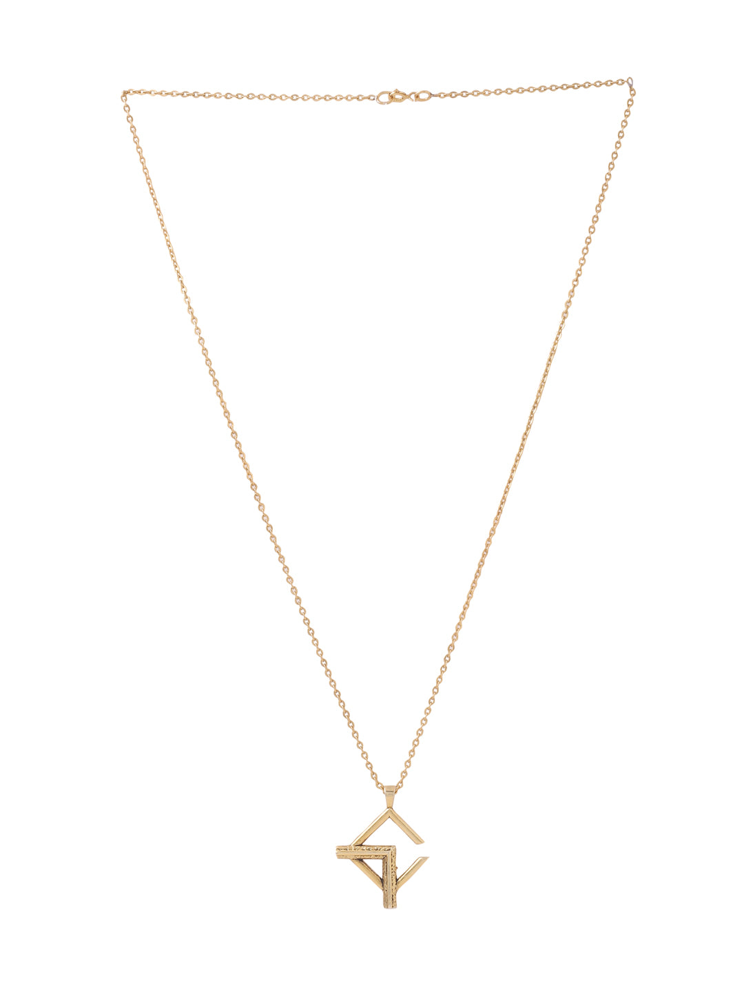 Abstract Geometric Oxidized Gold Oxidized Rhodium Silver Pendant For Men
