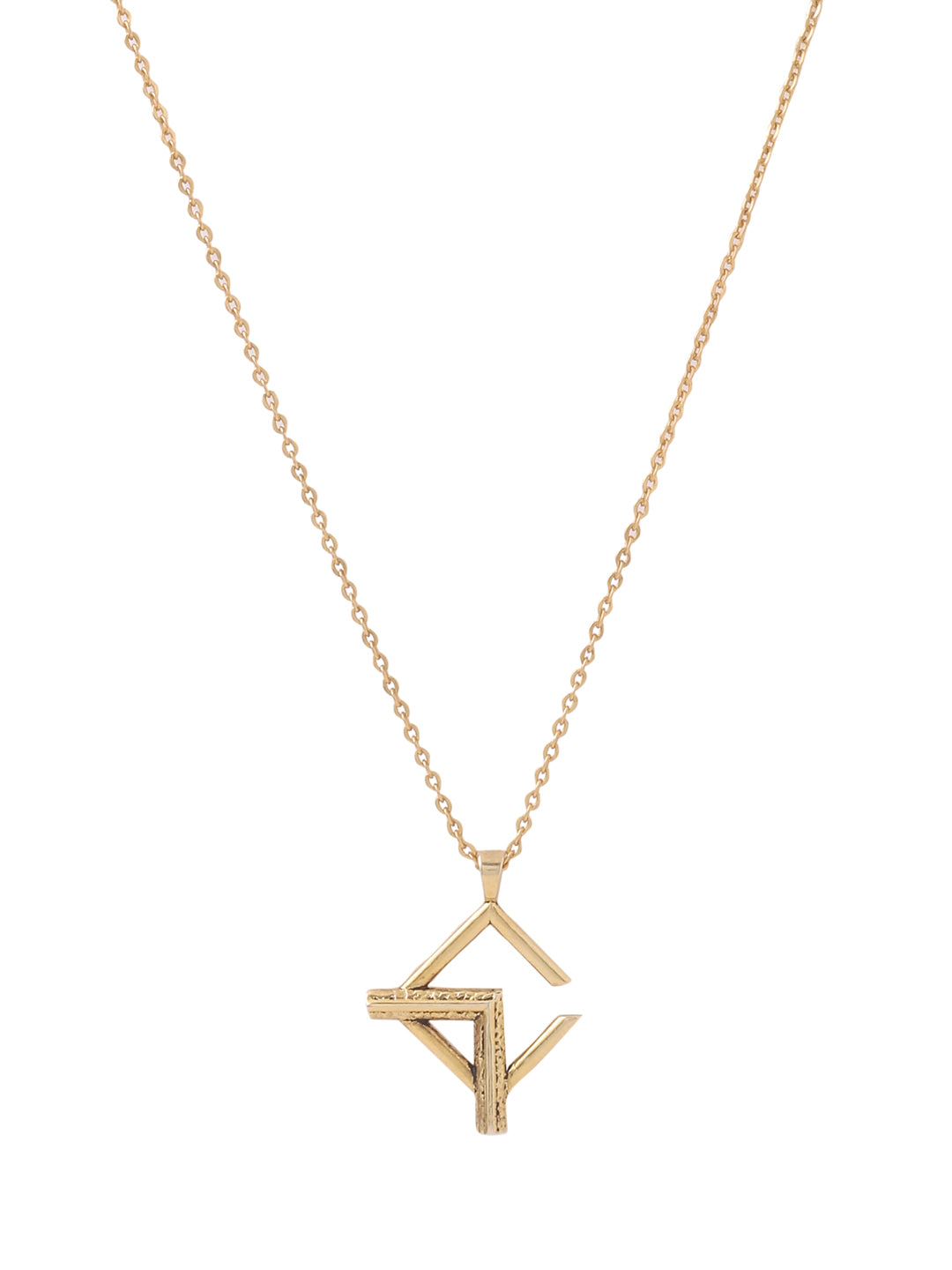 Abstract Geometric Oxidized Gold Oxidized Rhodium Silver Pendant For Men