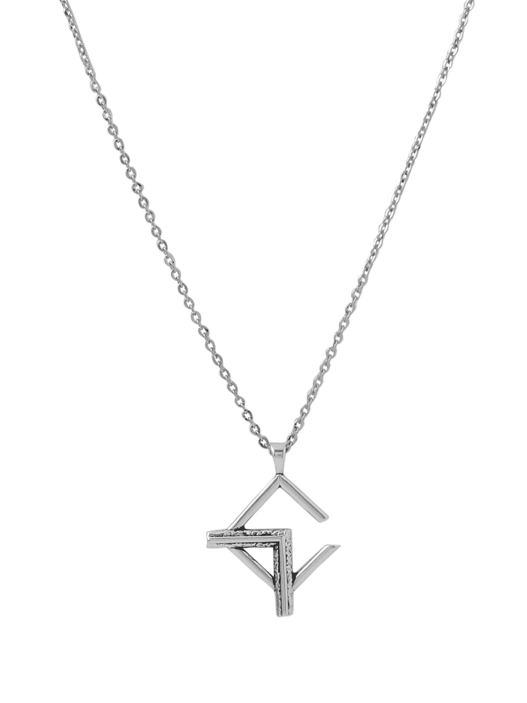 Abstract Geometric Oxidized Gold Oxidized Rhodium Silver Pendant For Men