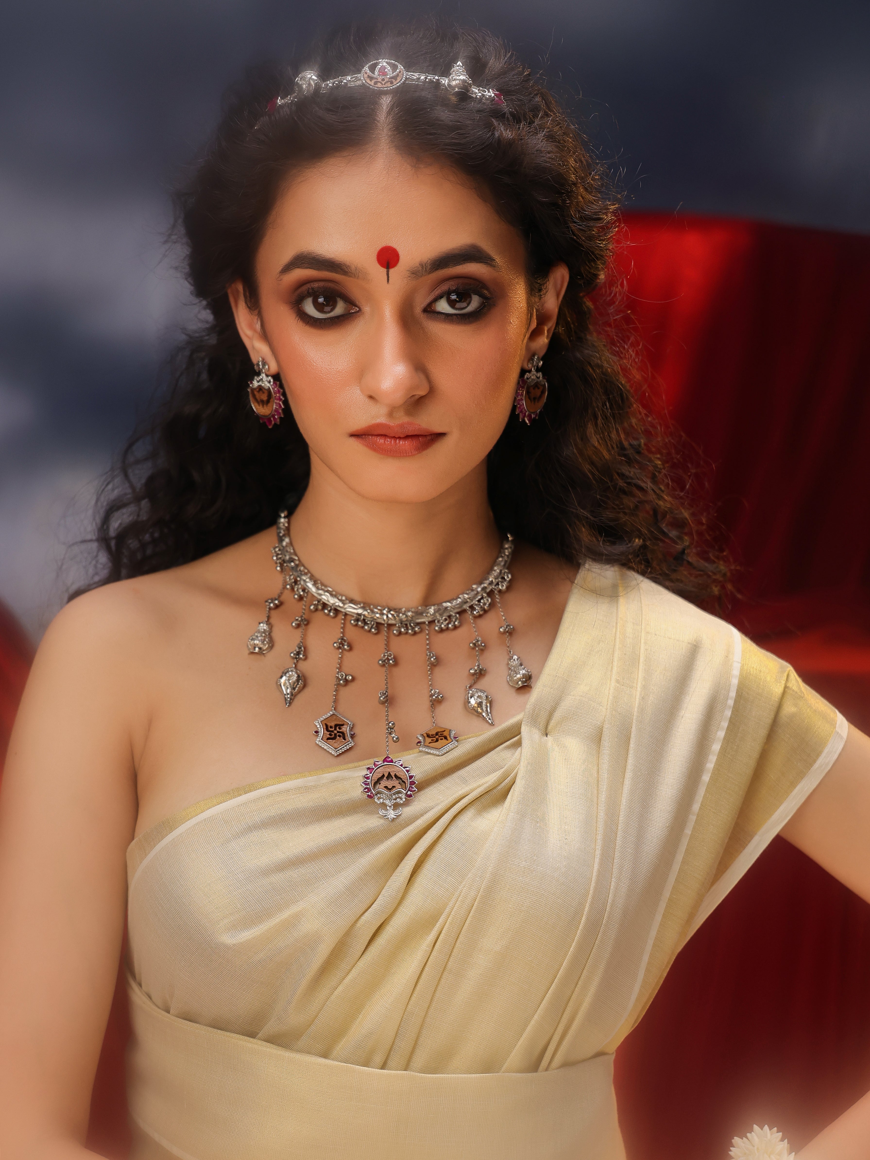 Sterling Silver Tilak Hasli Necklace Set