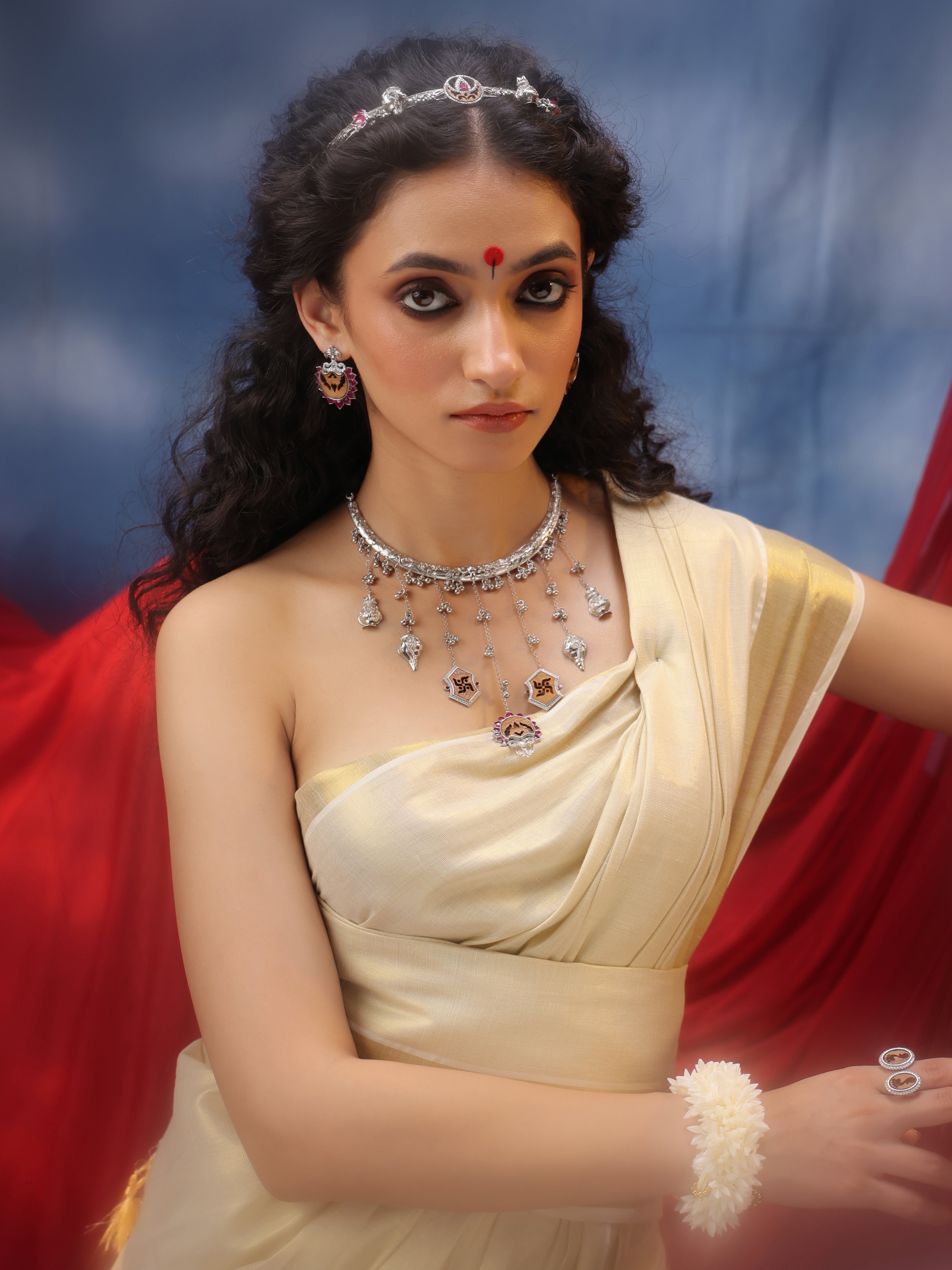 Sterling Silver Tilak Hasli Necklace Set