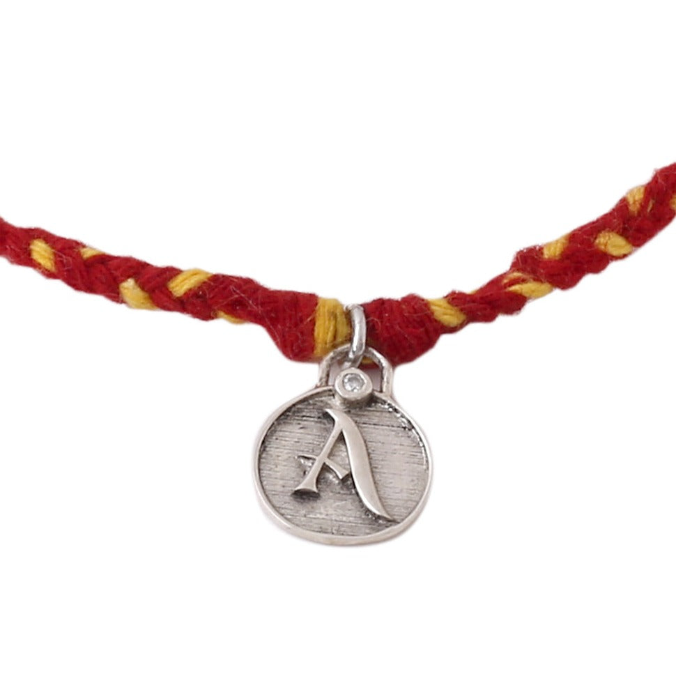 Kicky and Perky 925 Sterling Silver Moissanite Initials Charm Rakhi For Brother - Kicky & Perky