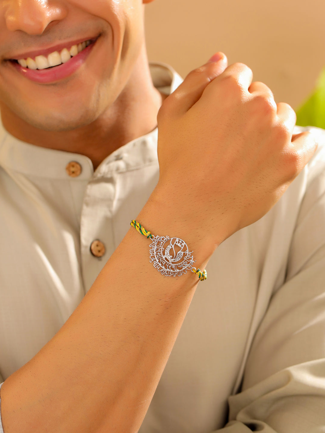 Shree Ganesh Mantra 925 Sterling Silver Rakhi