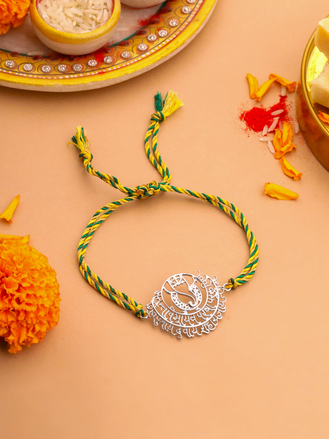 Shree Ganesh Mantra 925 Sterling Silver Rakhi
