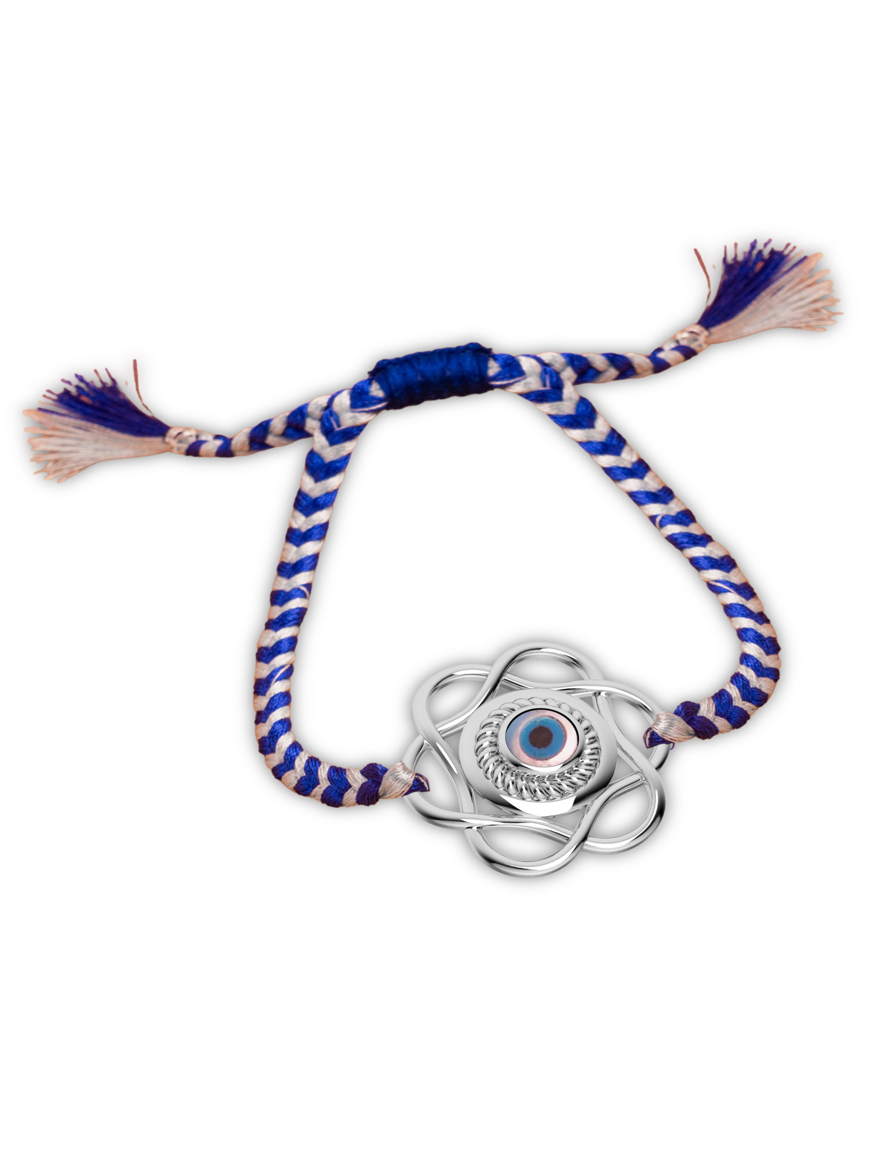 Silver Evil Eye Floral Rakhi