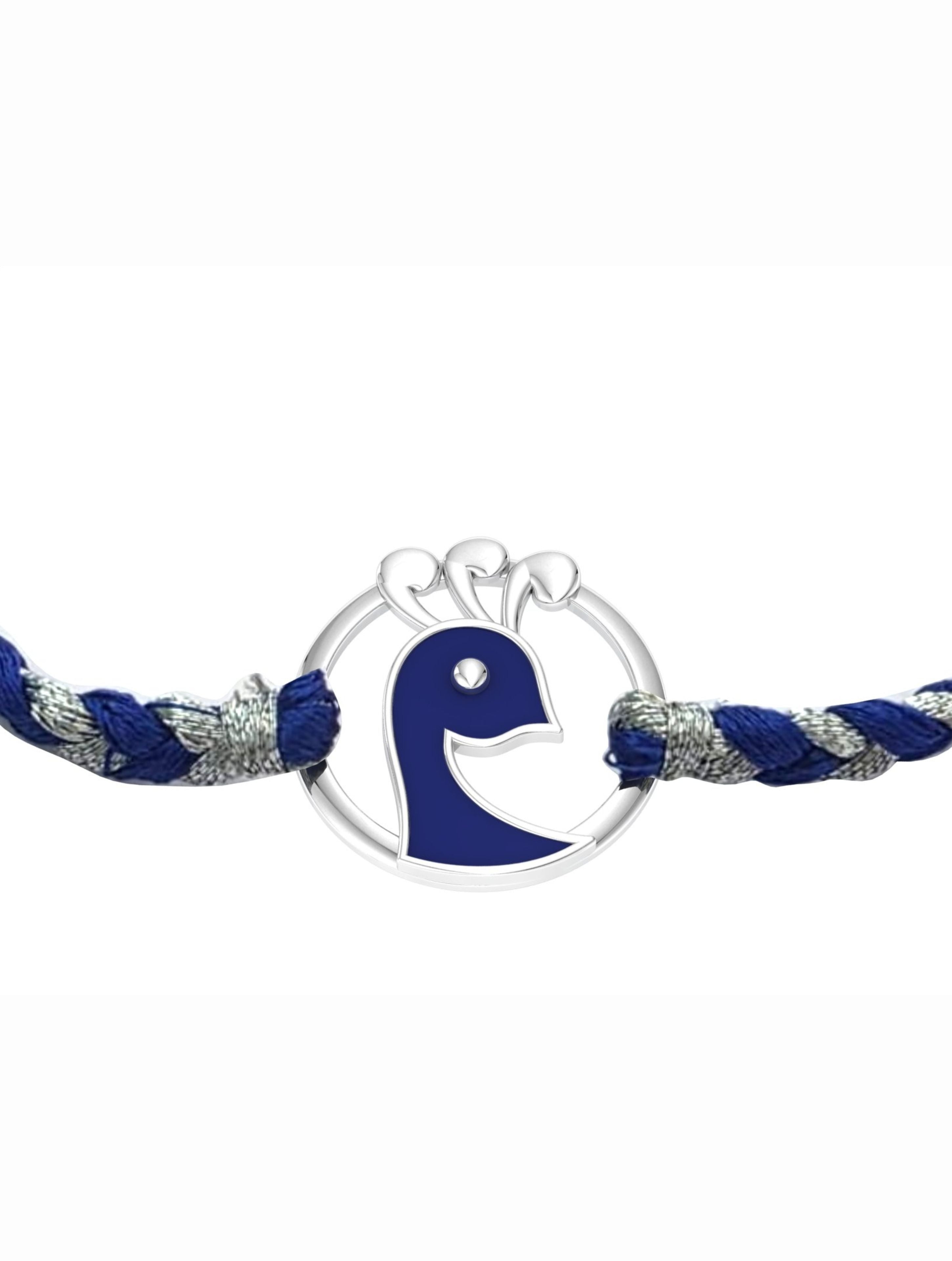 Silver Blue Peacock Rakhi