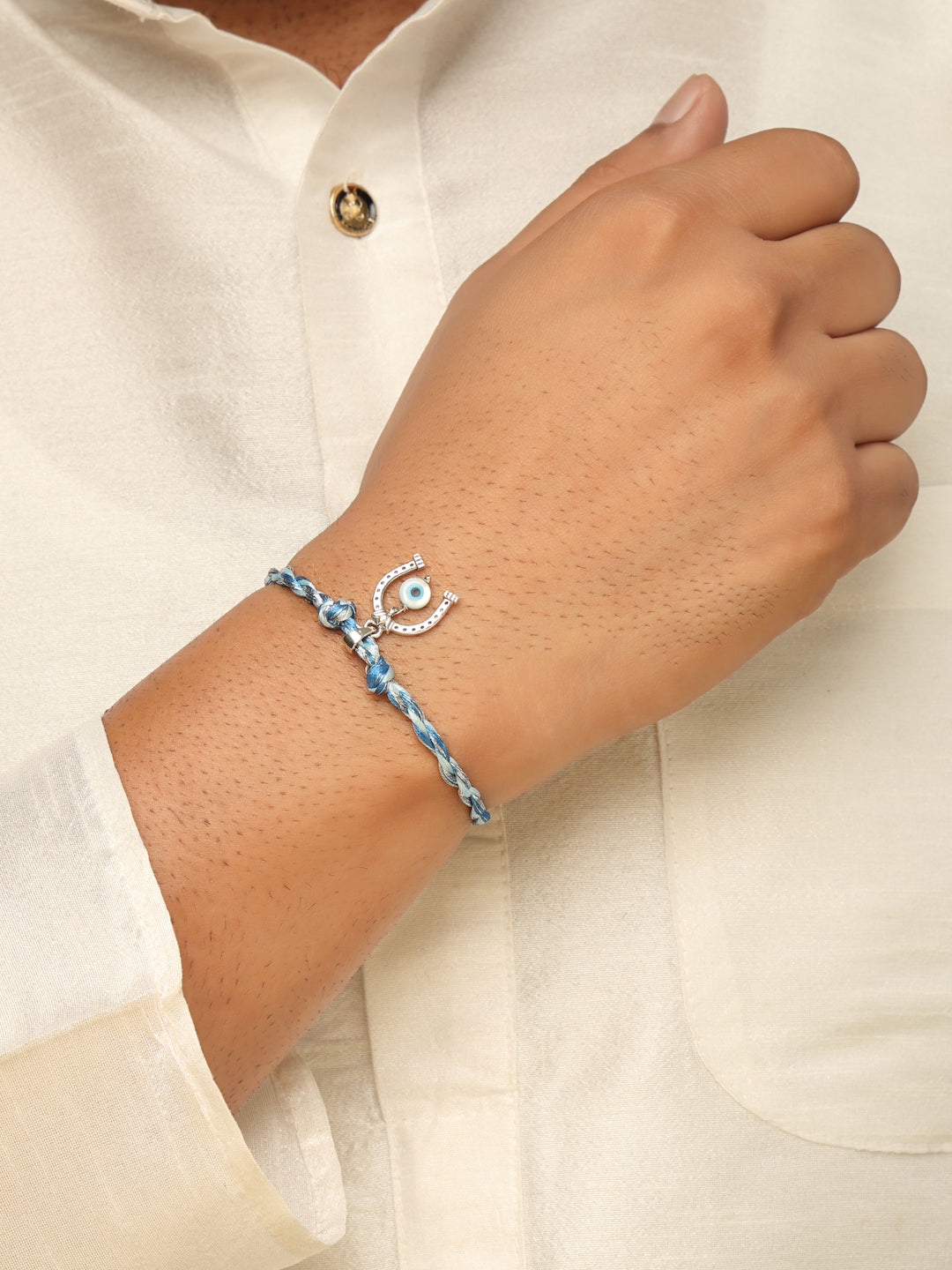 925 Sterling Silver Evil Eye Rhodium-Plated Rakhi