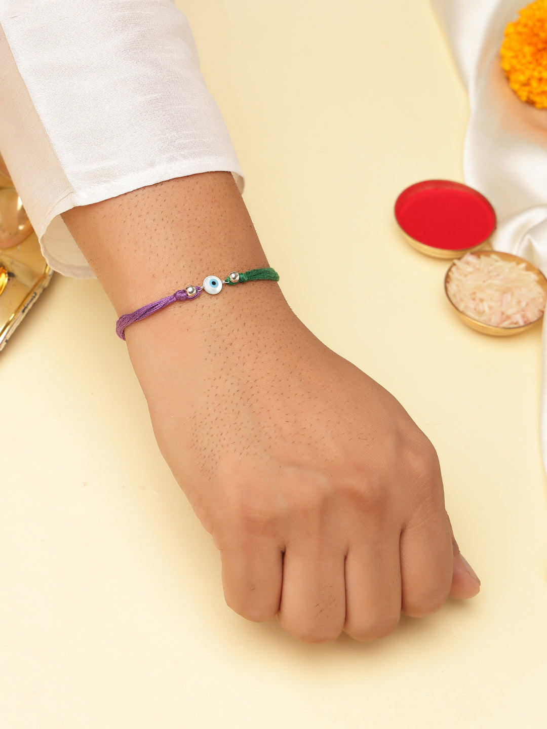 925 Sterling Silver Evil Eye Thread Rakhi