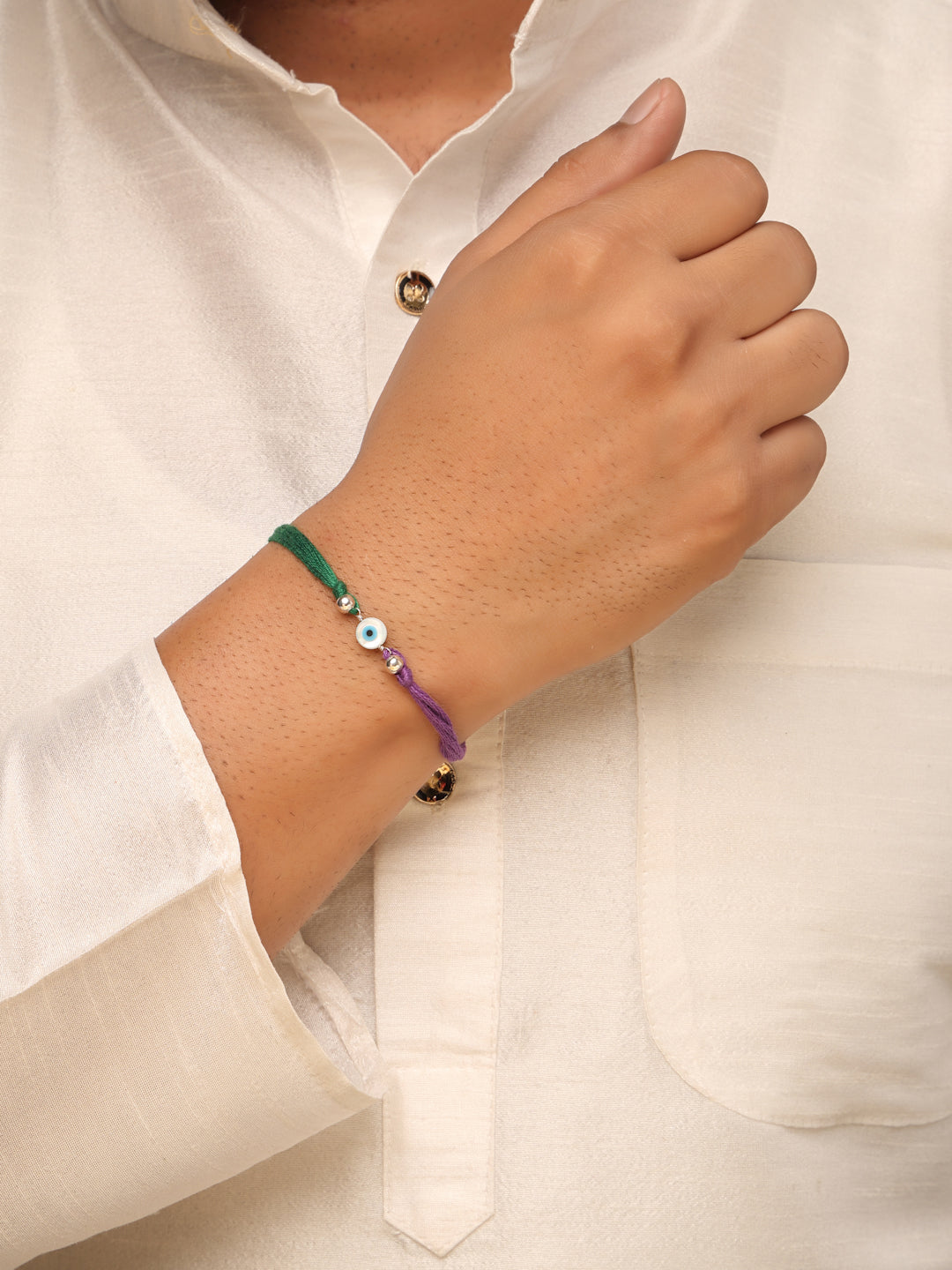 925 Sterling Silver Evil Eye Thread Rakhi