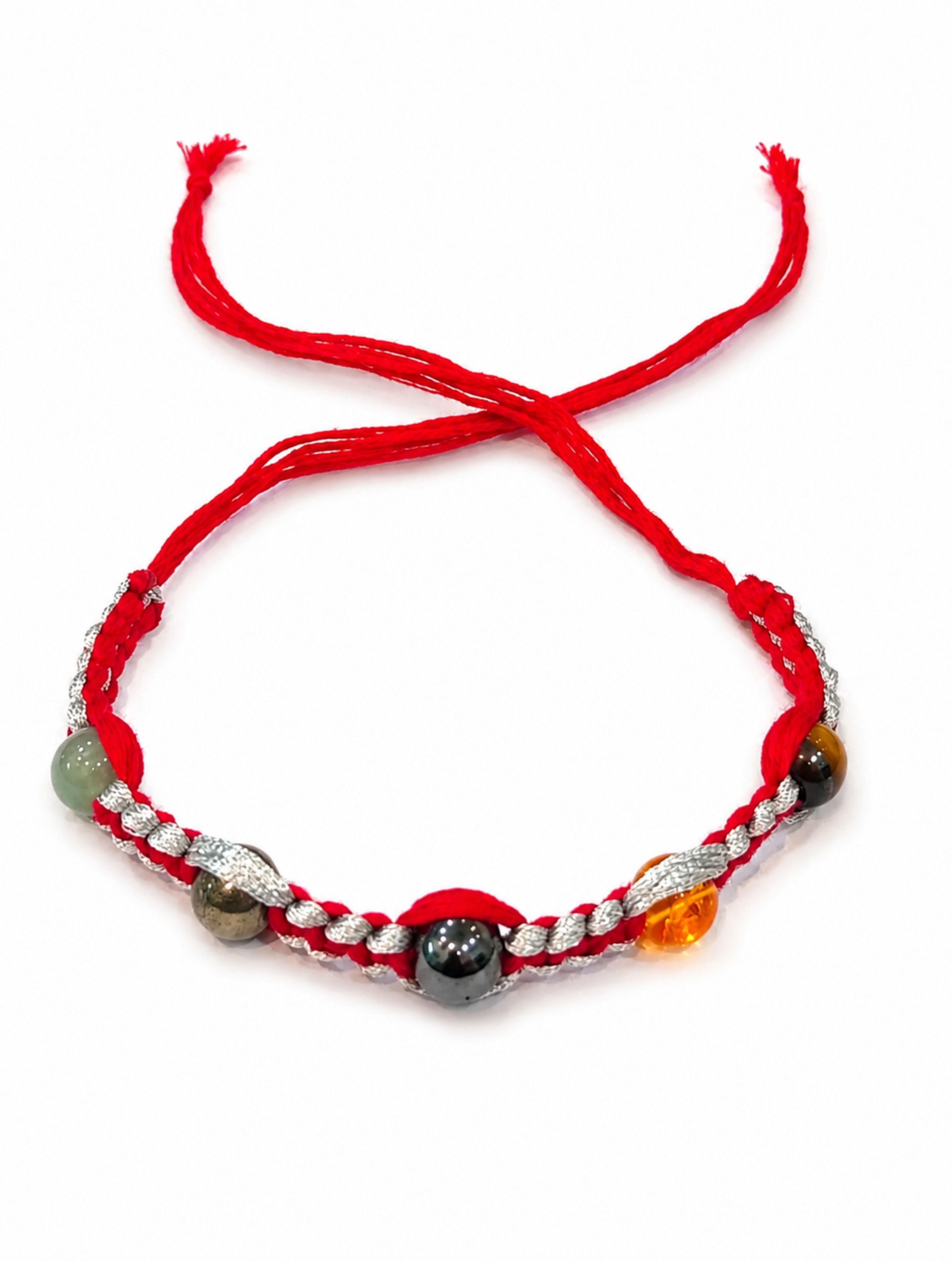 Handcrafted Five-Stone Crystal Macrame Rakhi